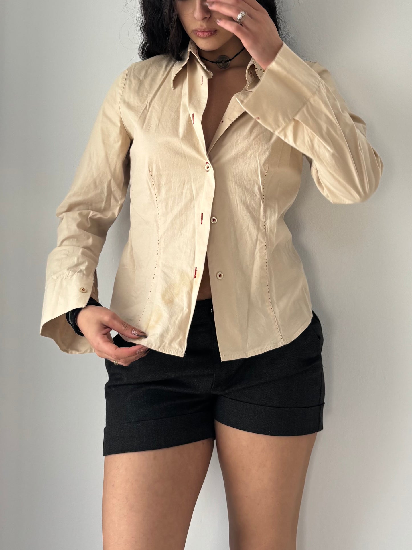 Beige button up shirt