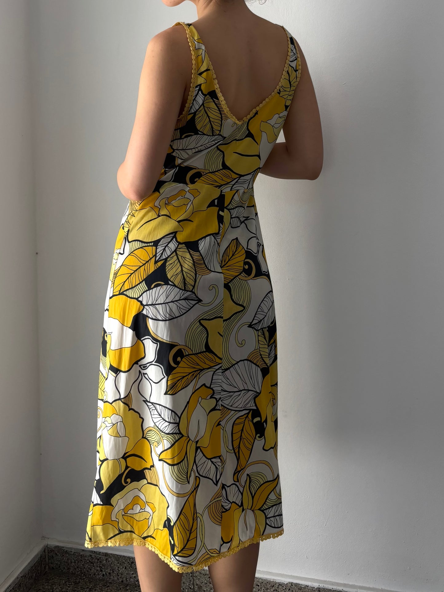 Yellow floral slip dress
