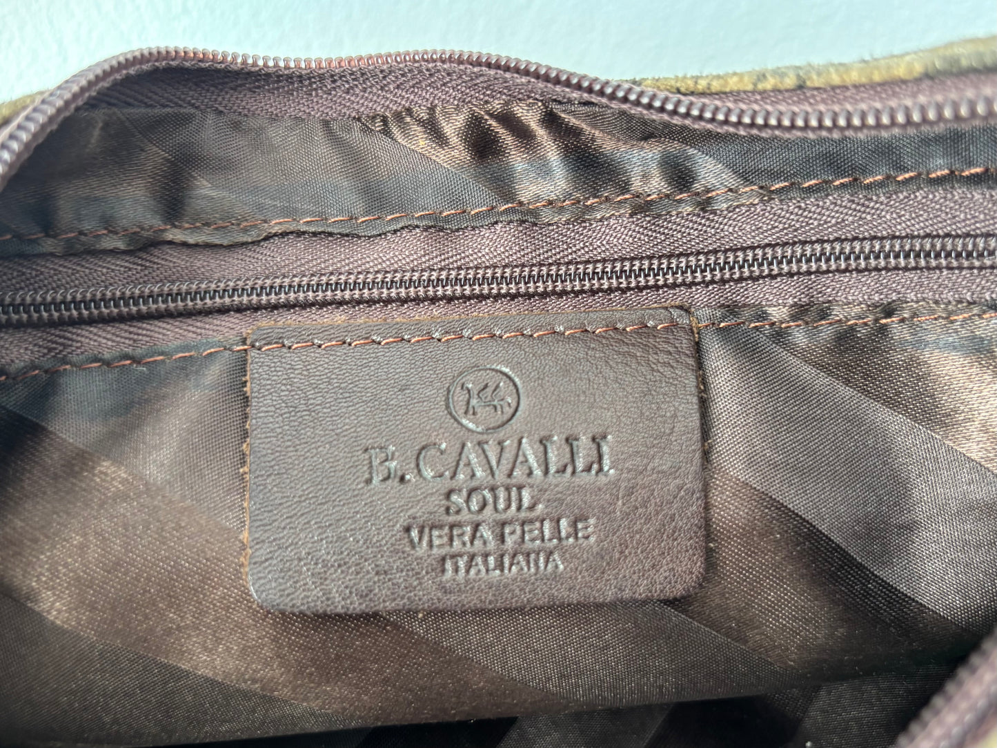 B. Cavalli brown animal print bag