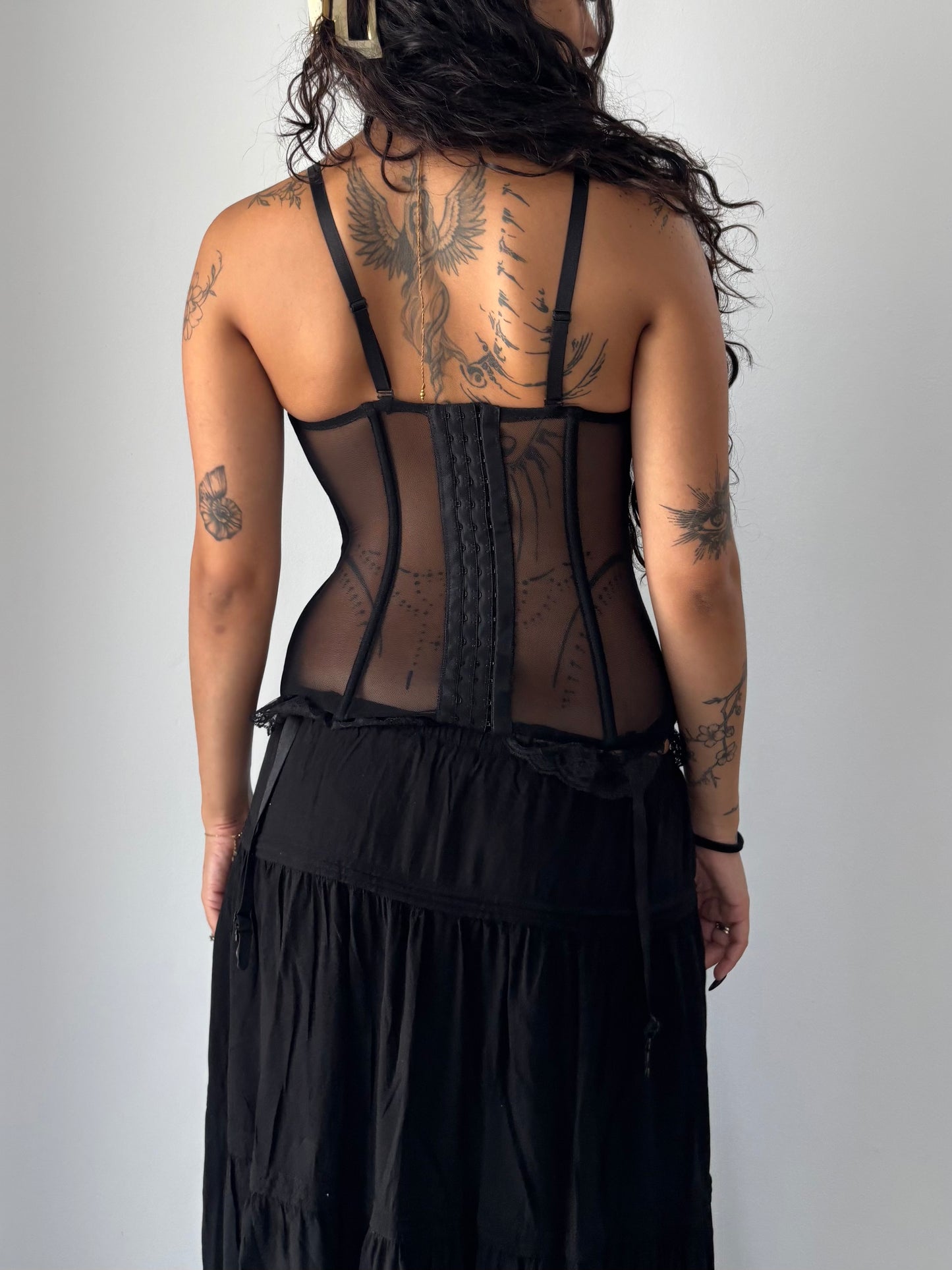 Black corset with long torso