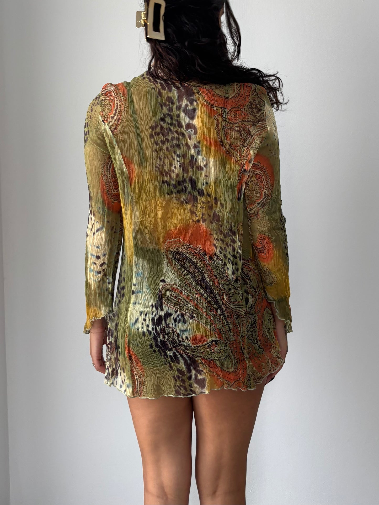 Animal print see through cover up with beading