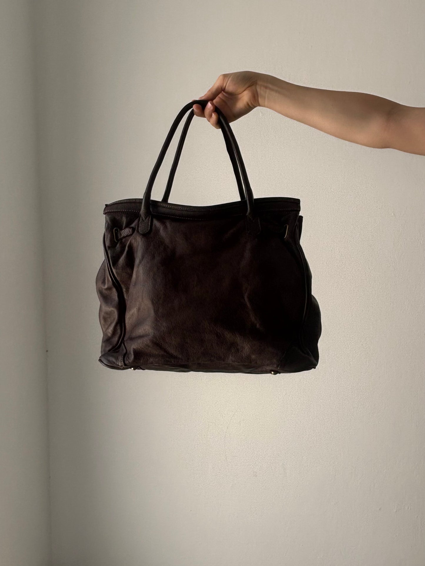 Vintage real leather brown bag