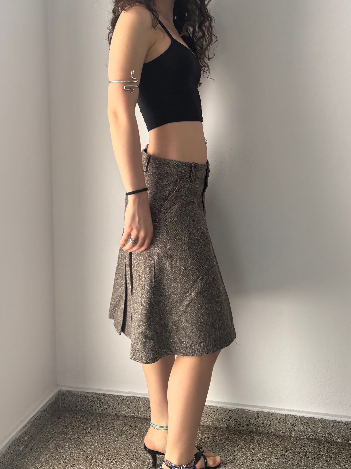 Brown midi skirt