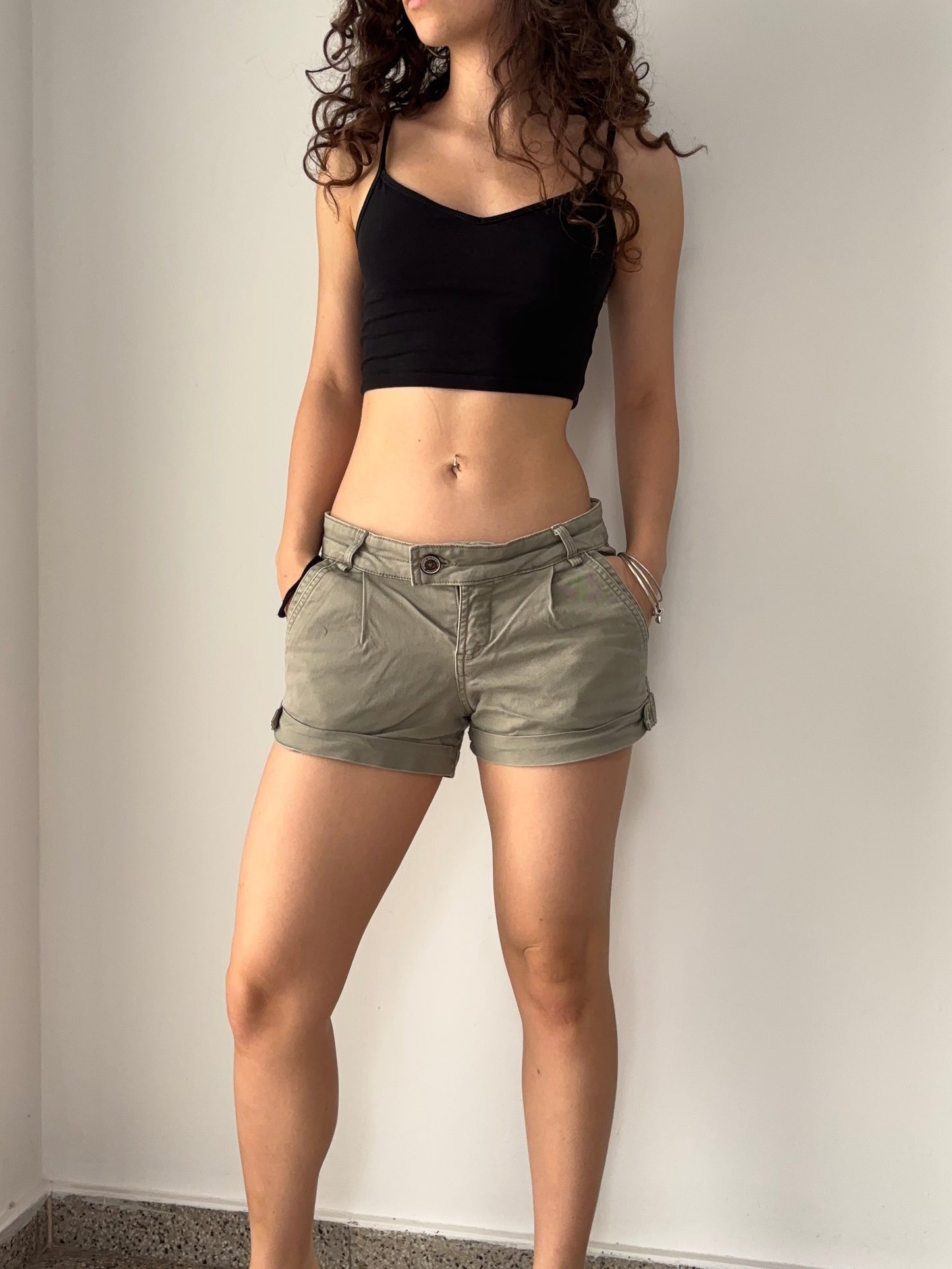 Green cargo shorts