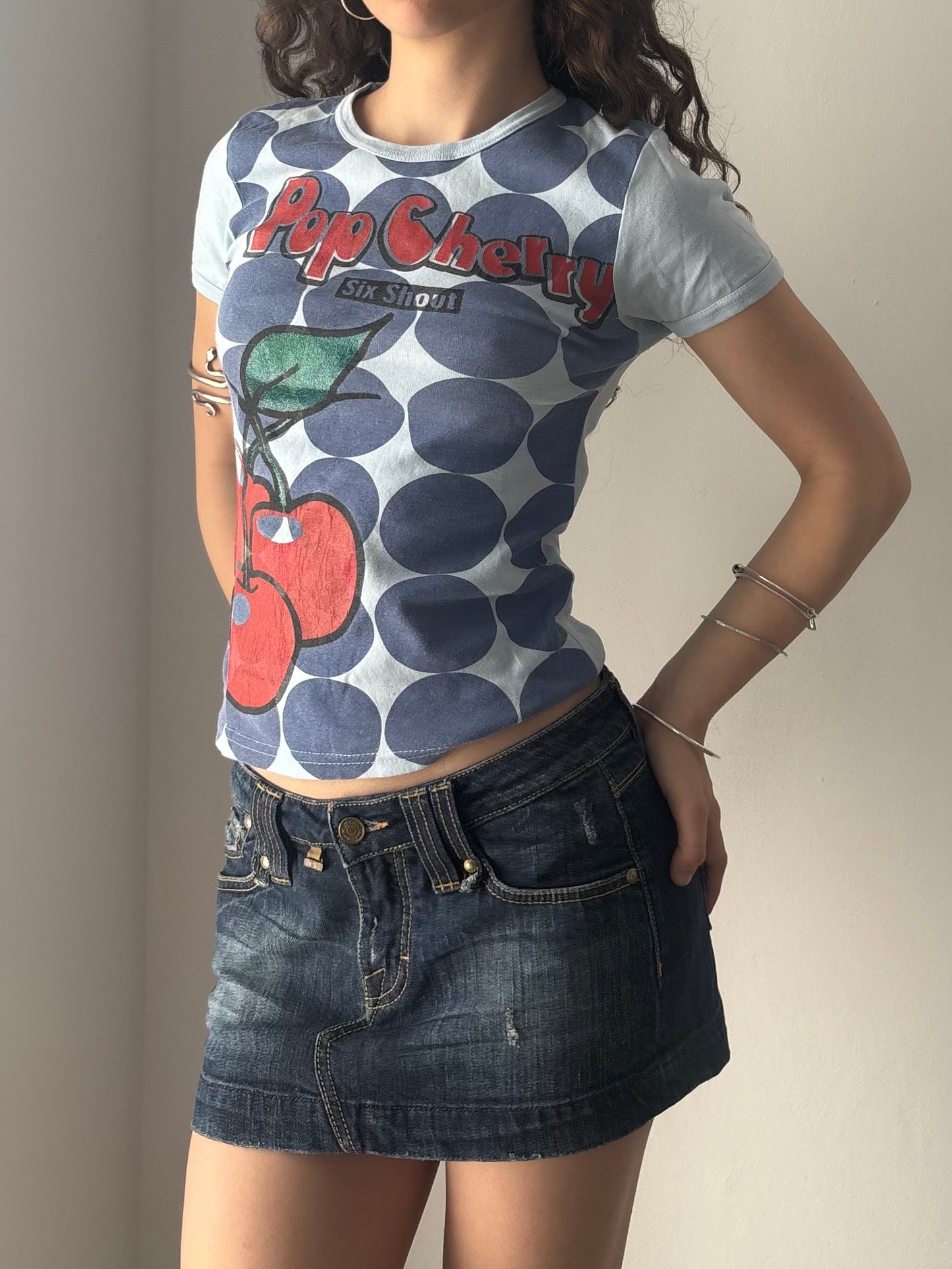 Y2K cherry baby tee