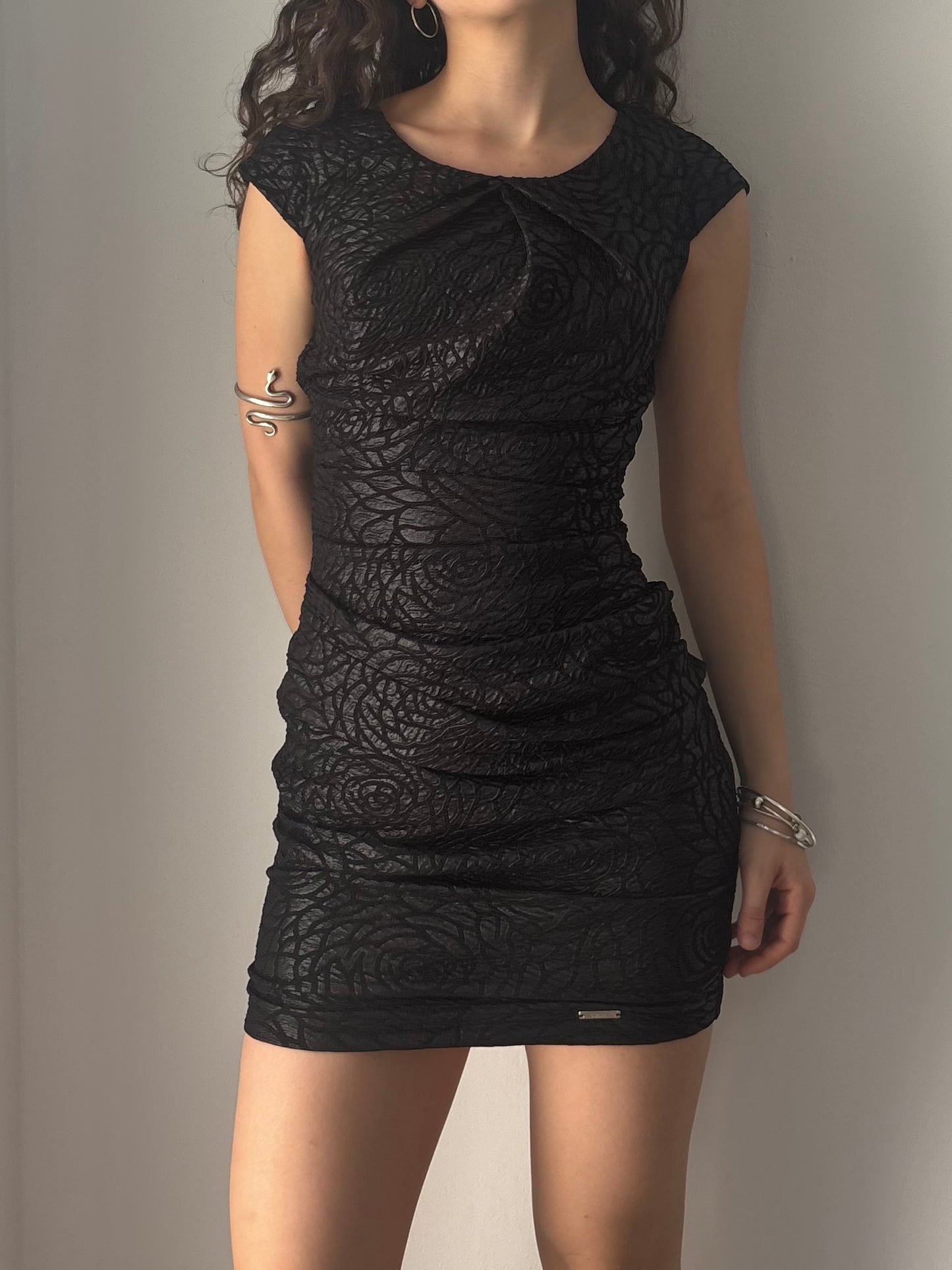 Black dress with rose pattern