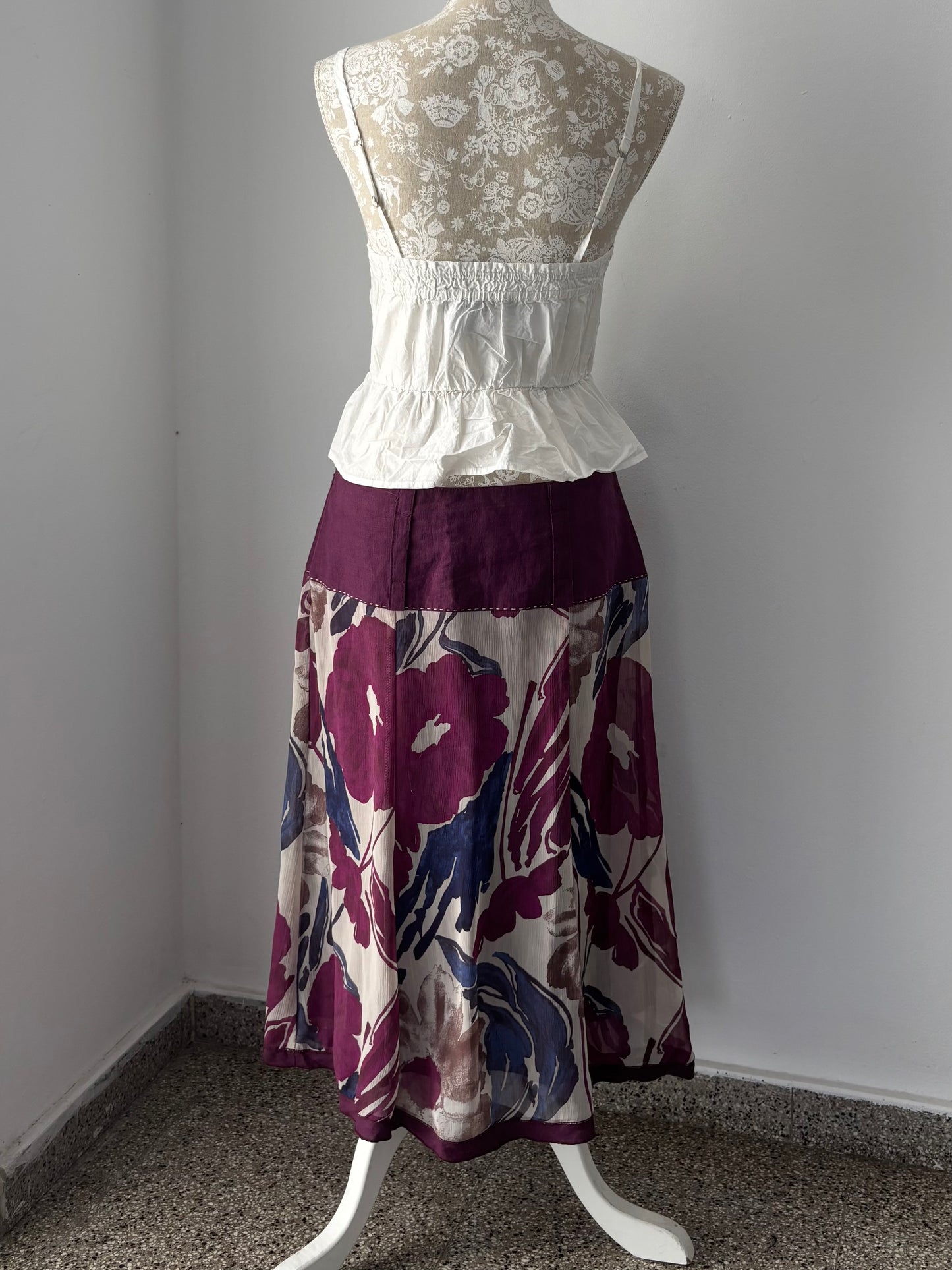 Pierre Cardin purple floral skirt