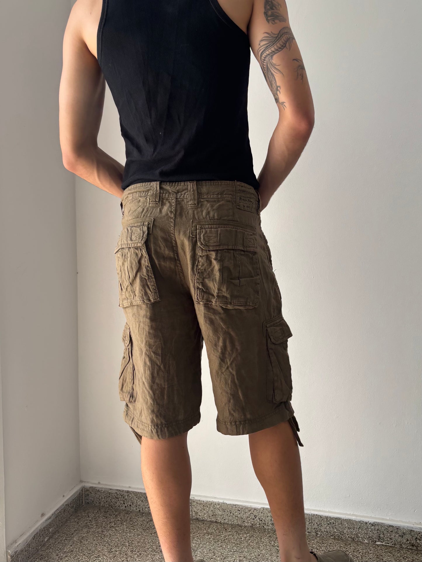 Brown linen shorts