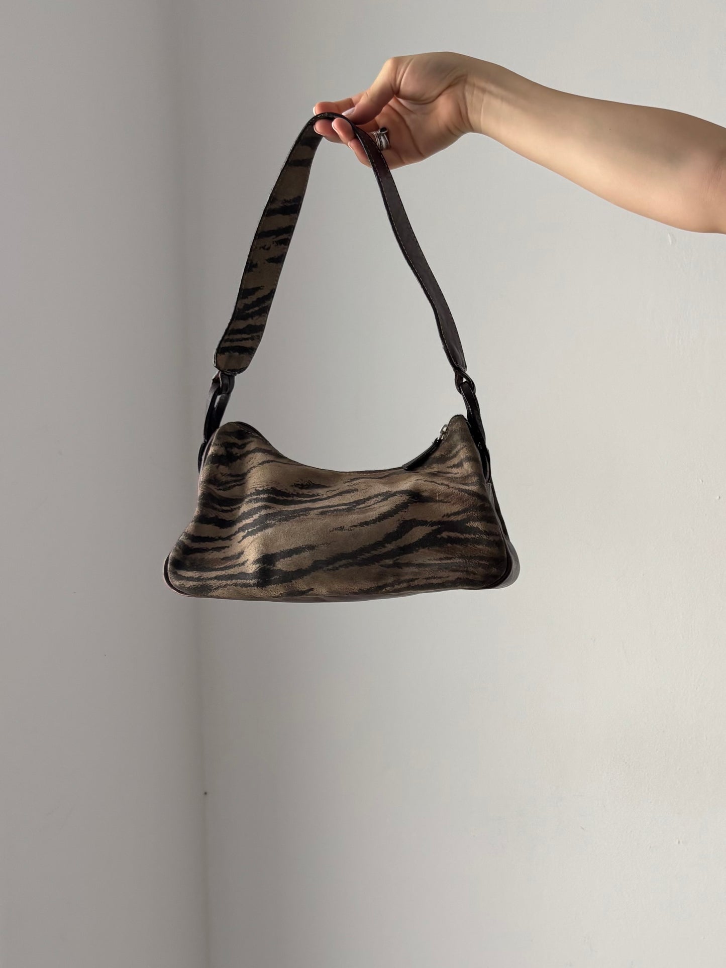 B. Cavalli brown animal print bag