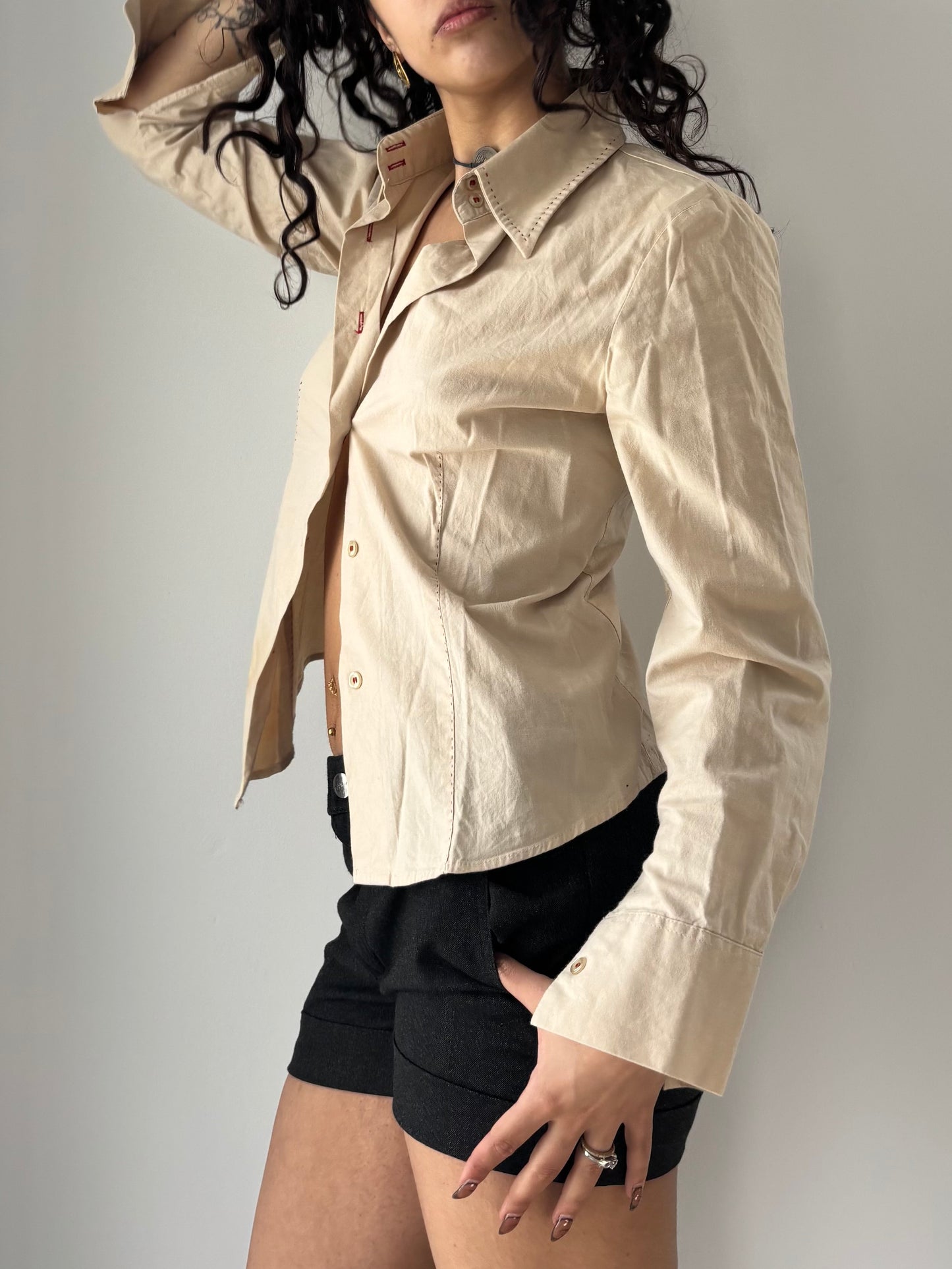Beige button up shirt