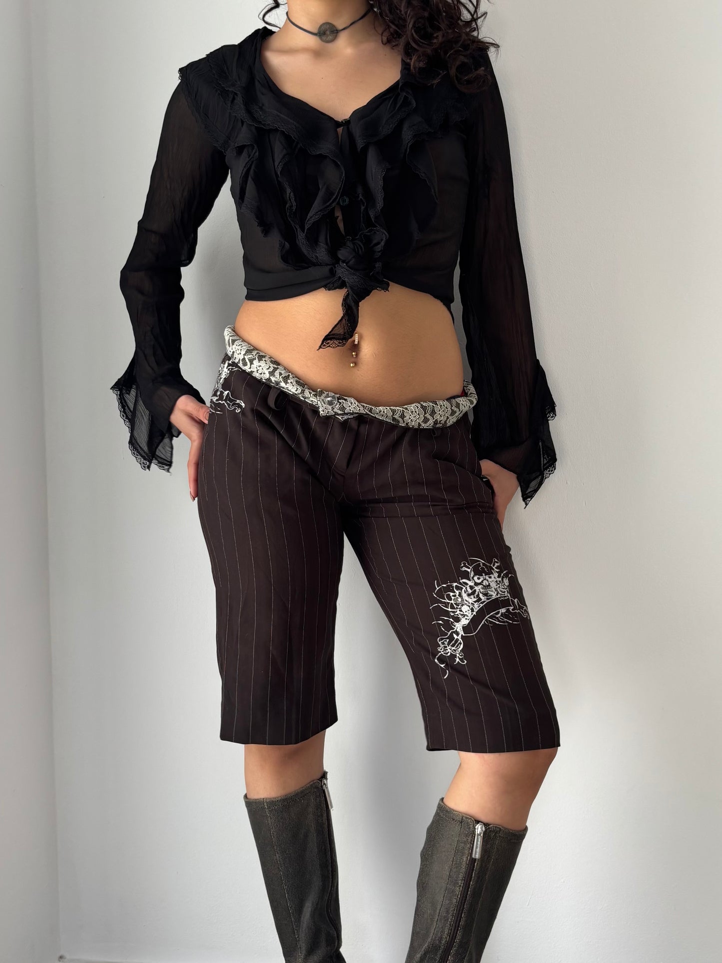 Black shorts with skeletons