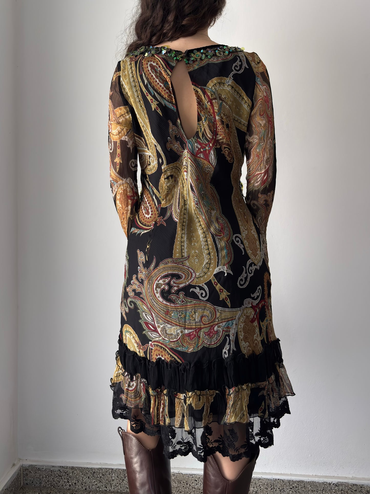 Silk flowy paisley dress