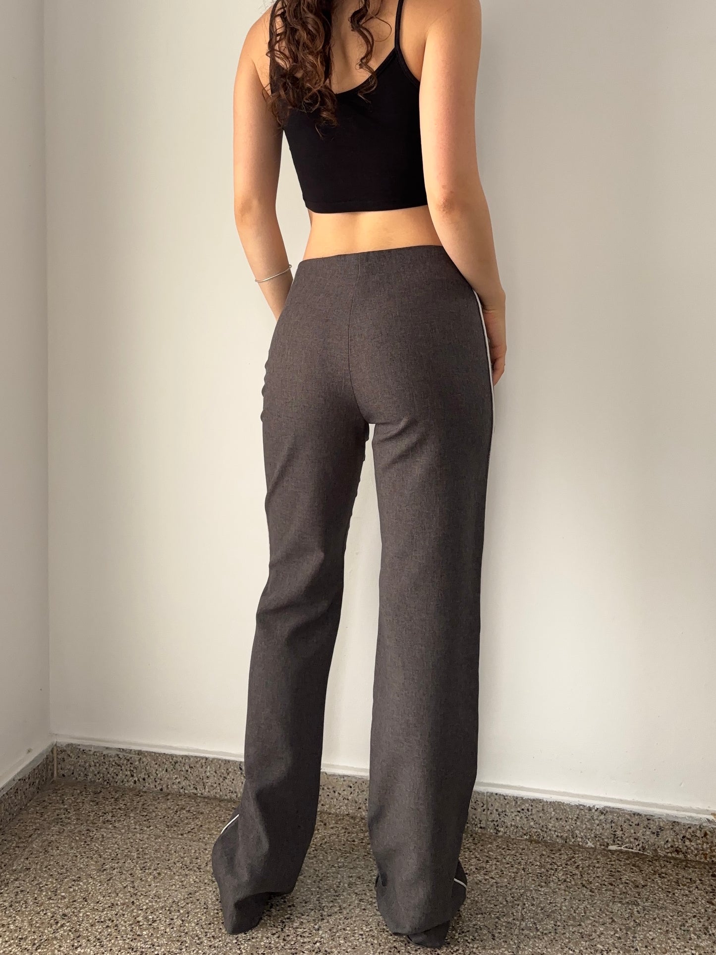 Grey office pants with zip