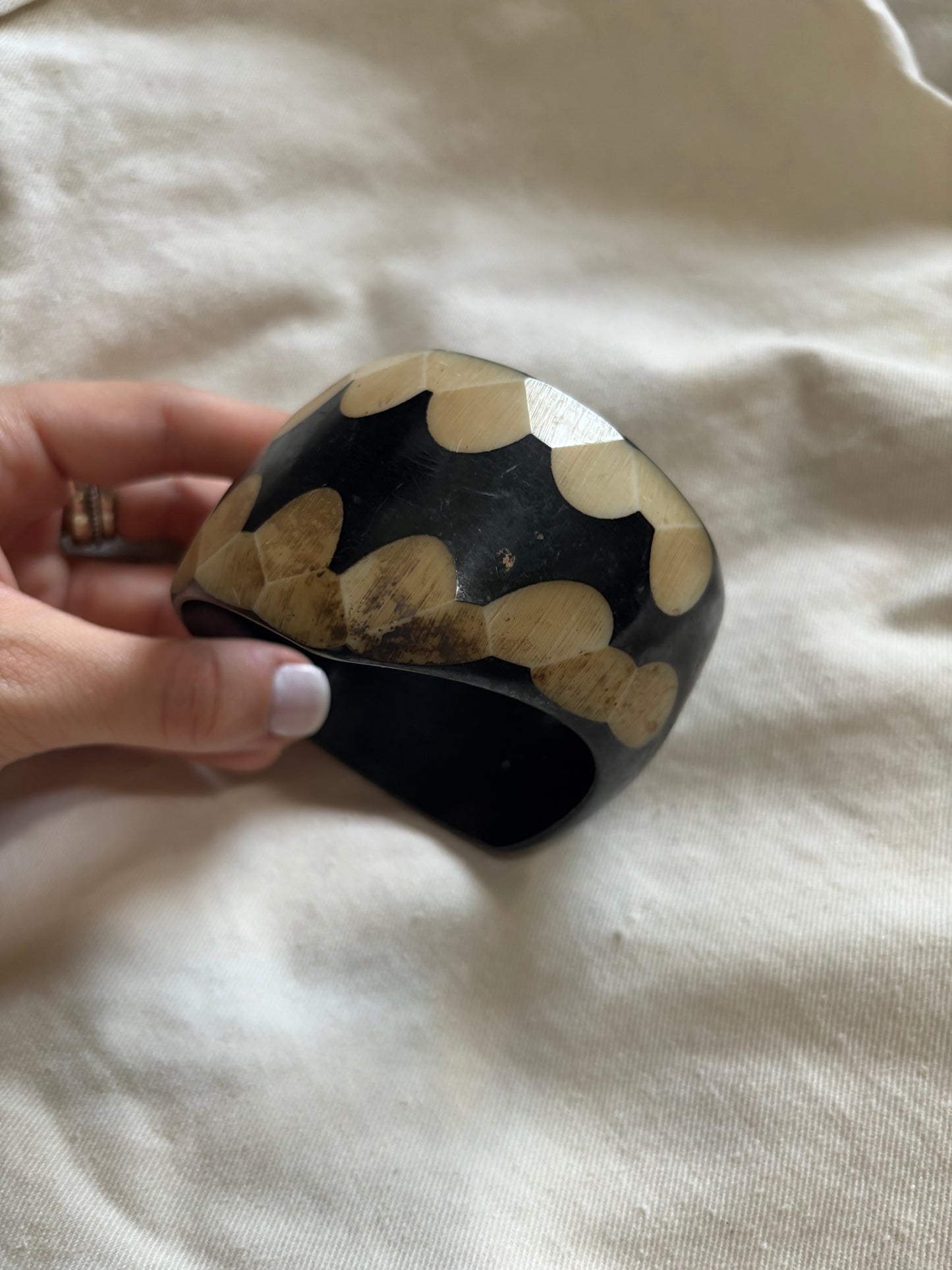Asymmetrical wooden bangle