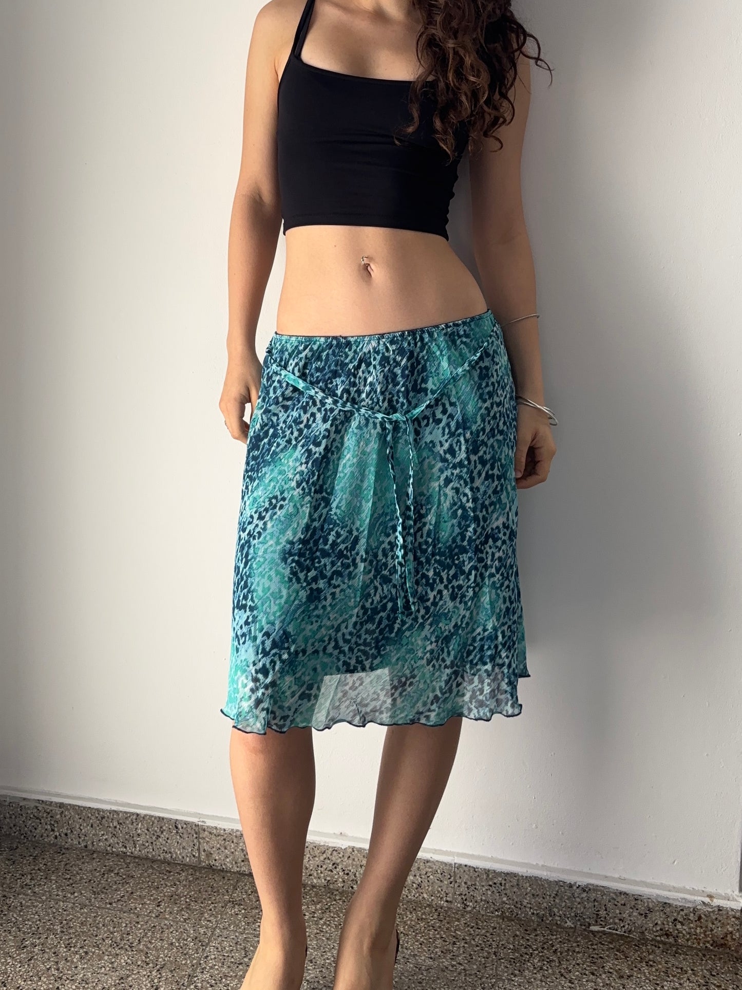 Turquoise cheetah print skirt