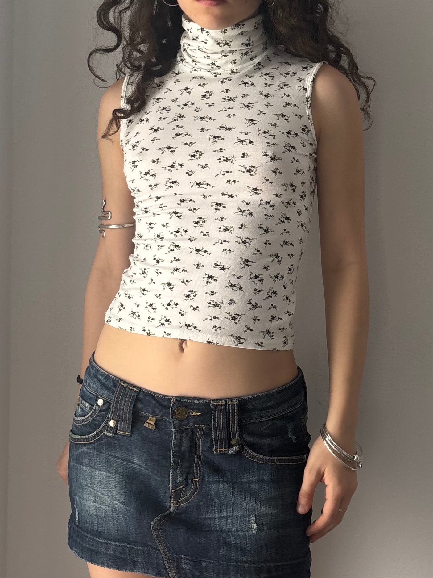 White top with flowers