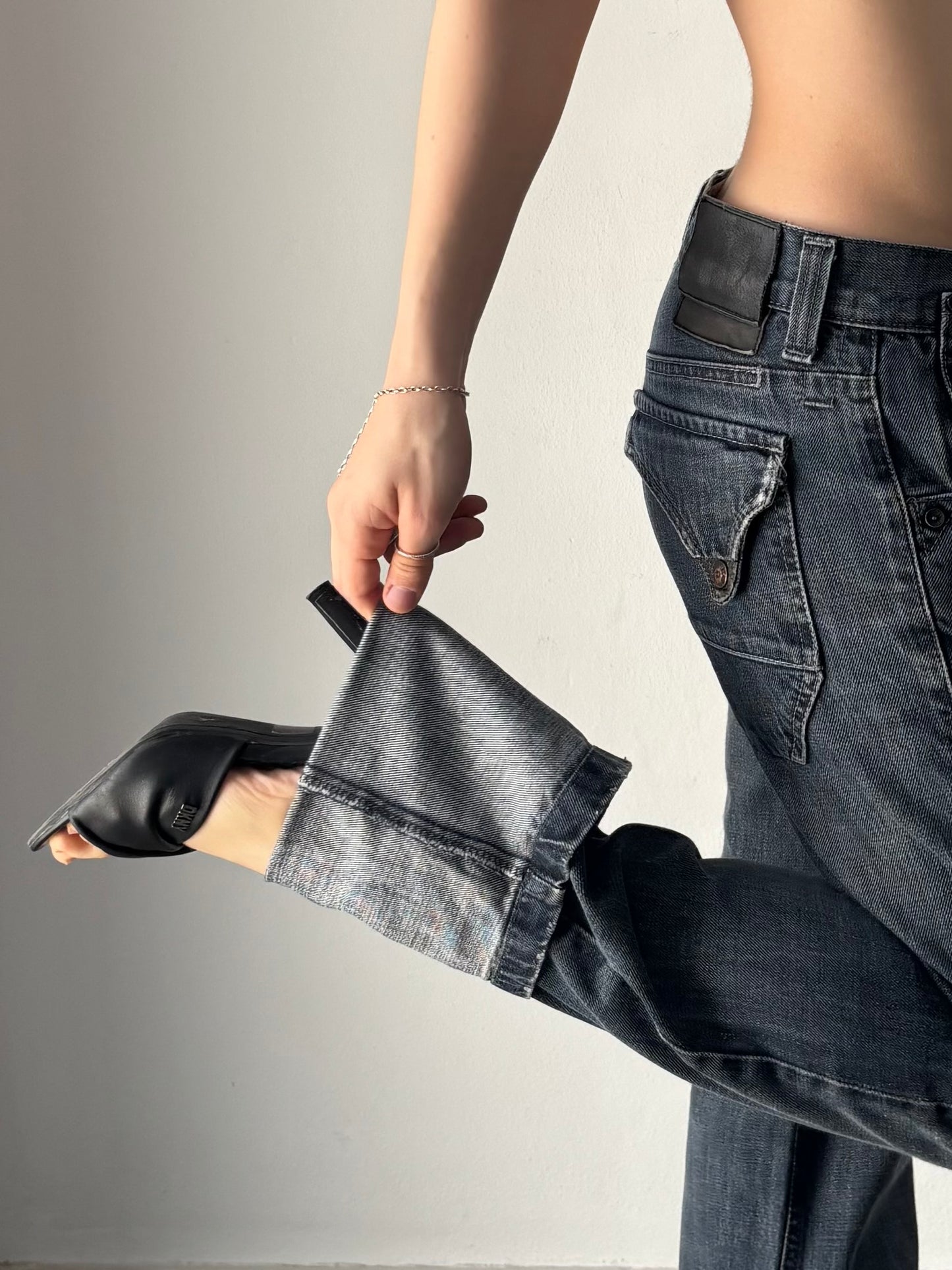 Dark wash baggy jeans