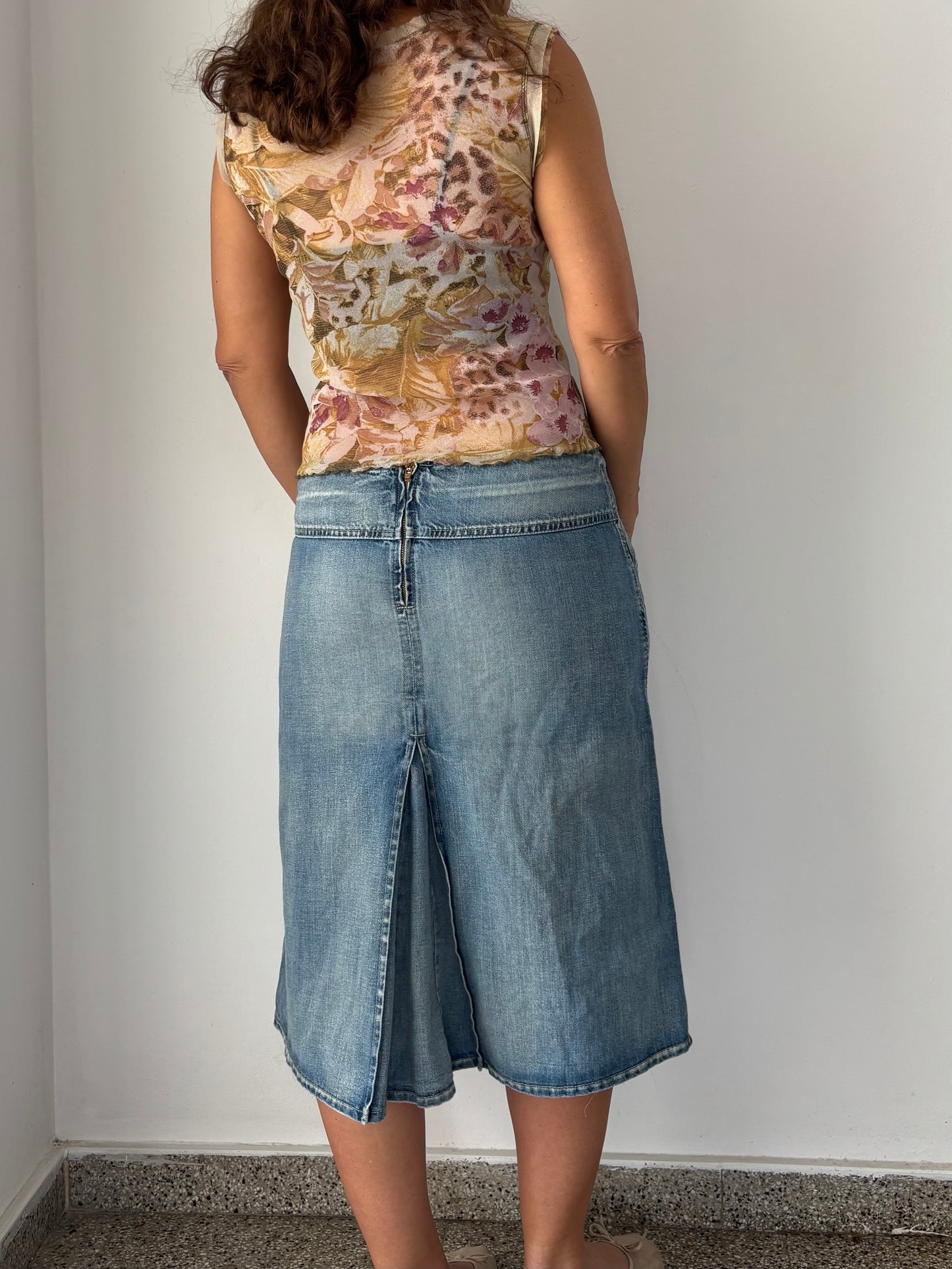 Benetton denim midi skirt