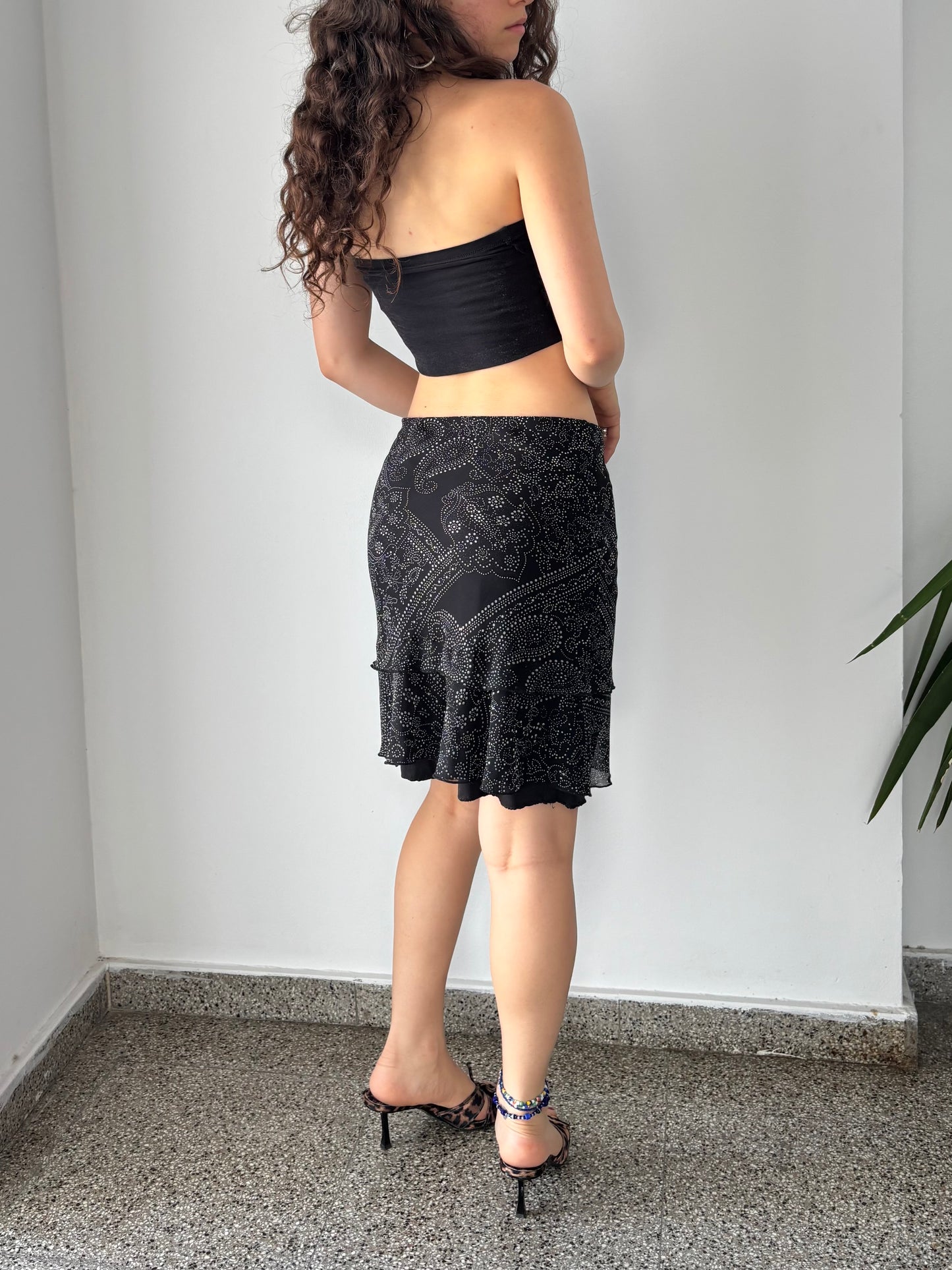 Black paisley midi skirt