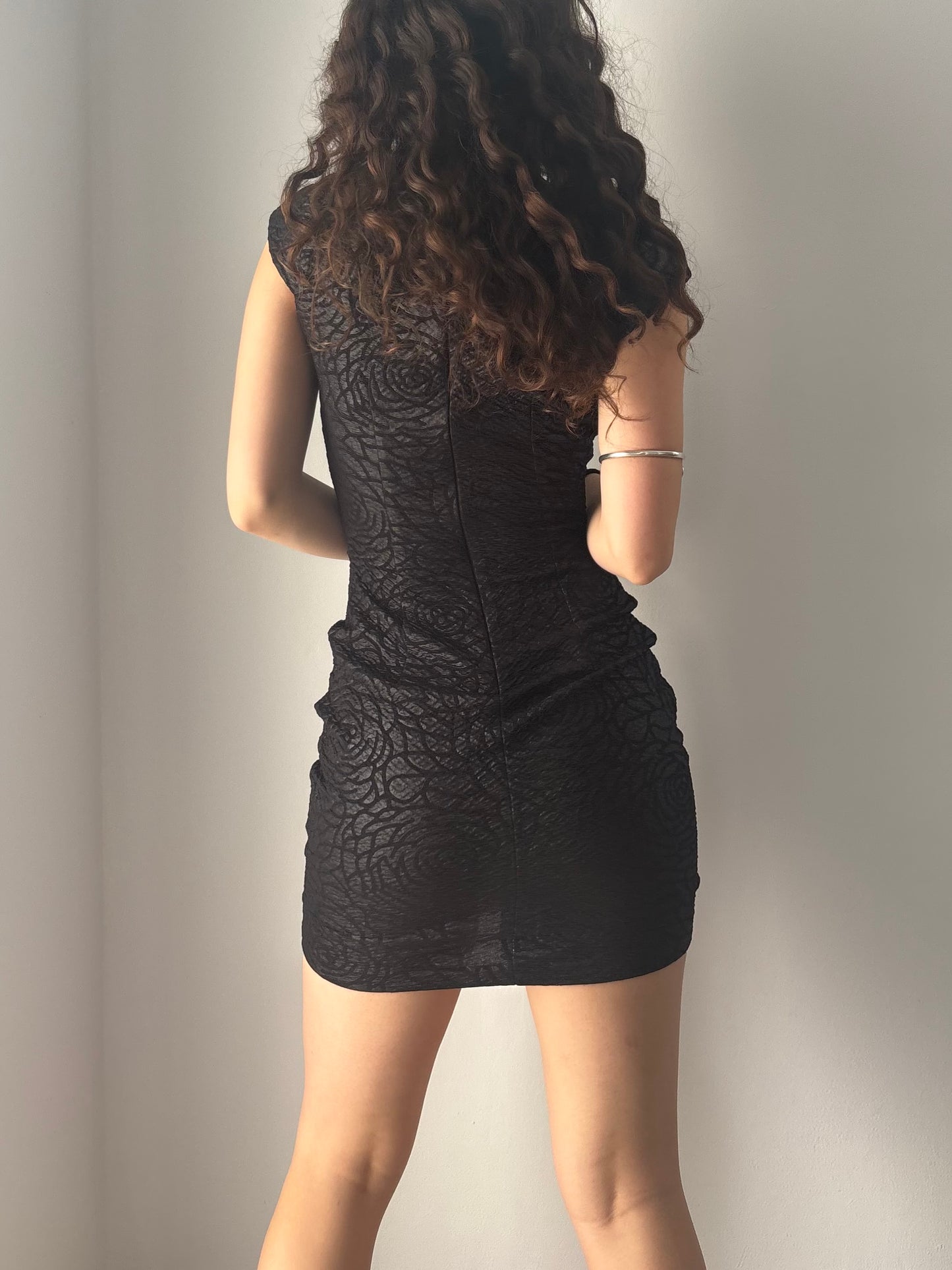 Black dress with rose pattern