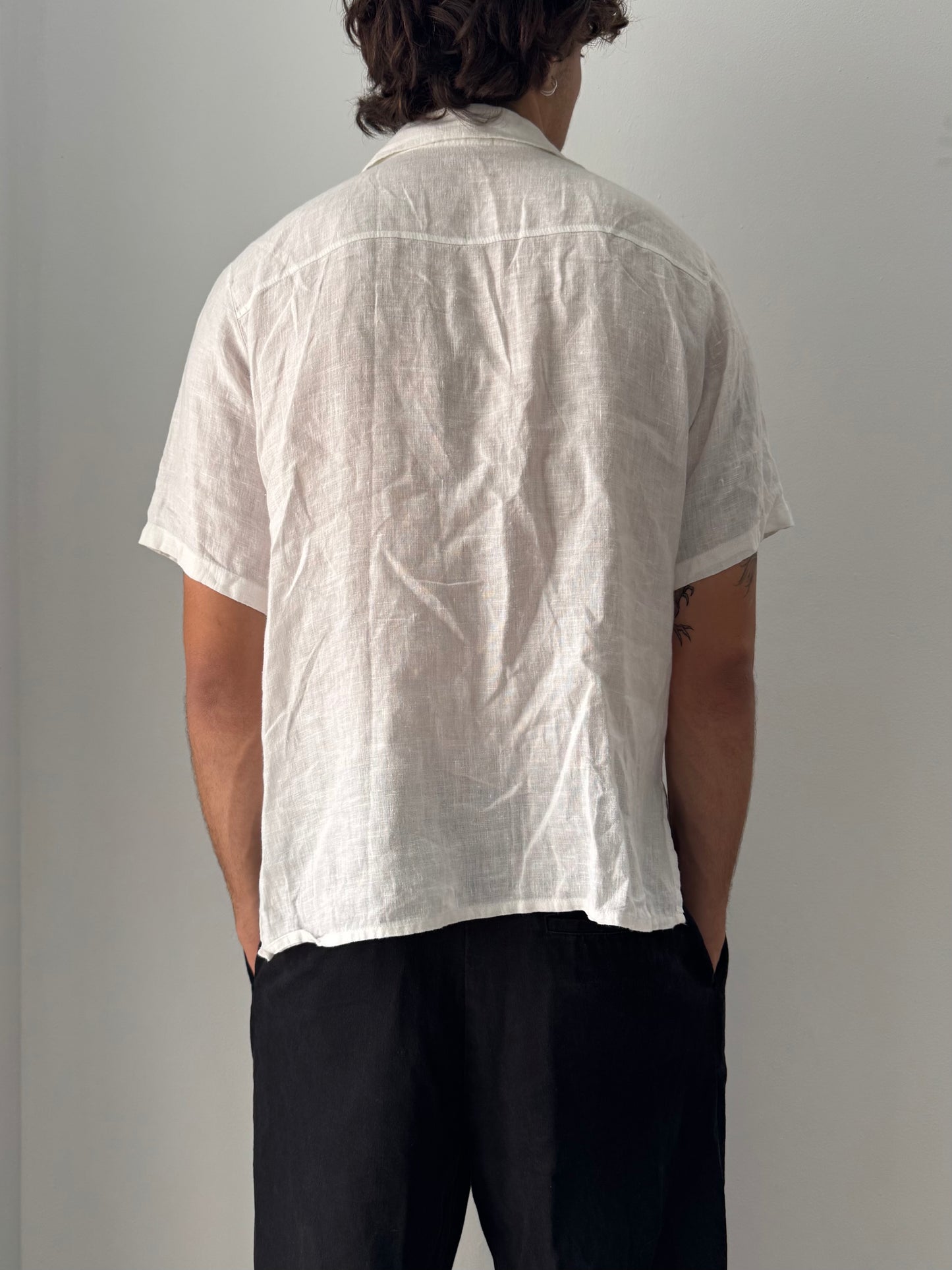 White Linen button up shirt