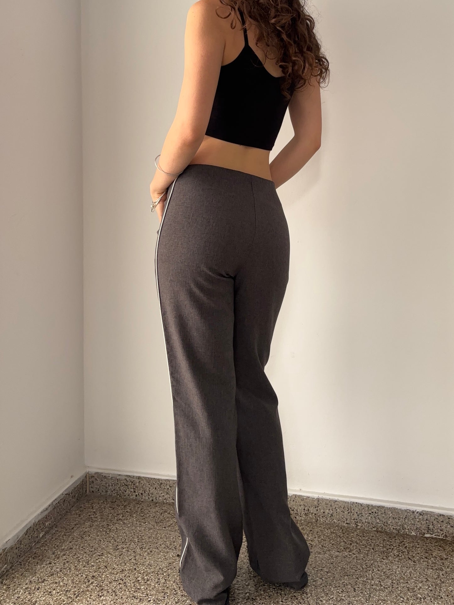 Grey office pants with zip