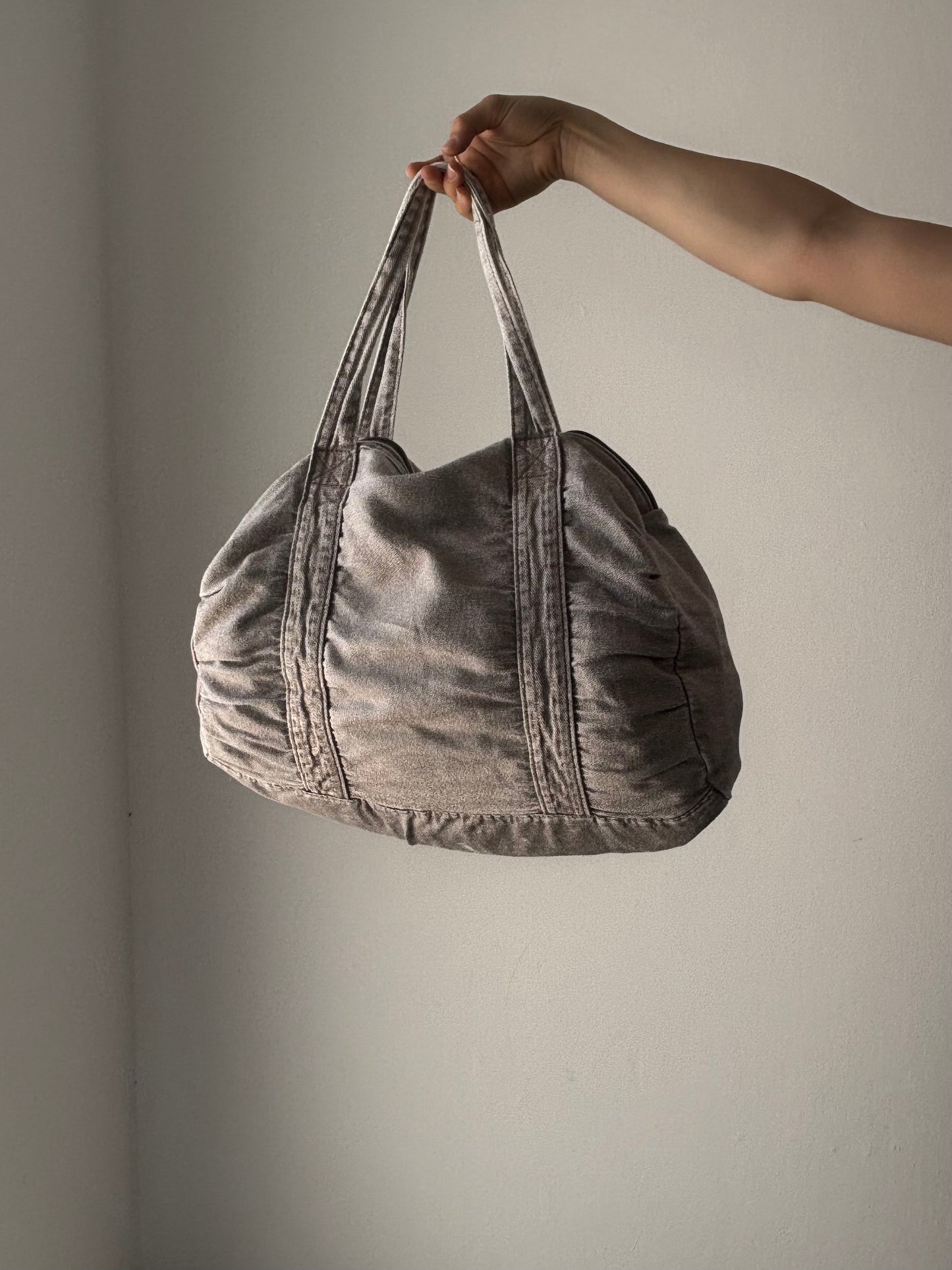 Big grey denim tote bag
