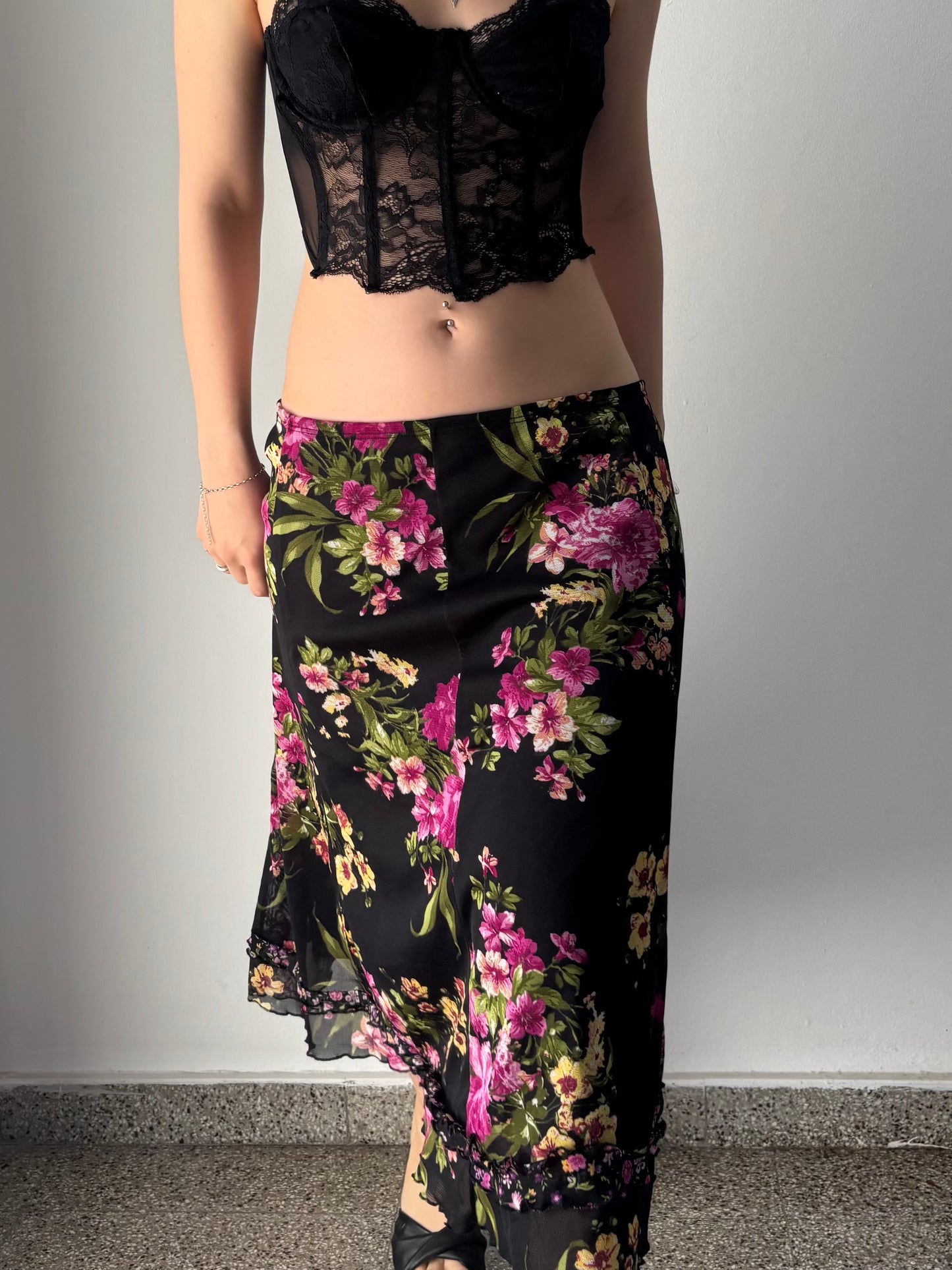 Floral print midi skirt