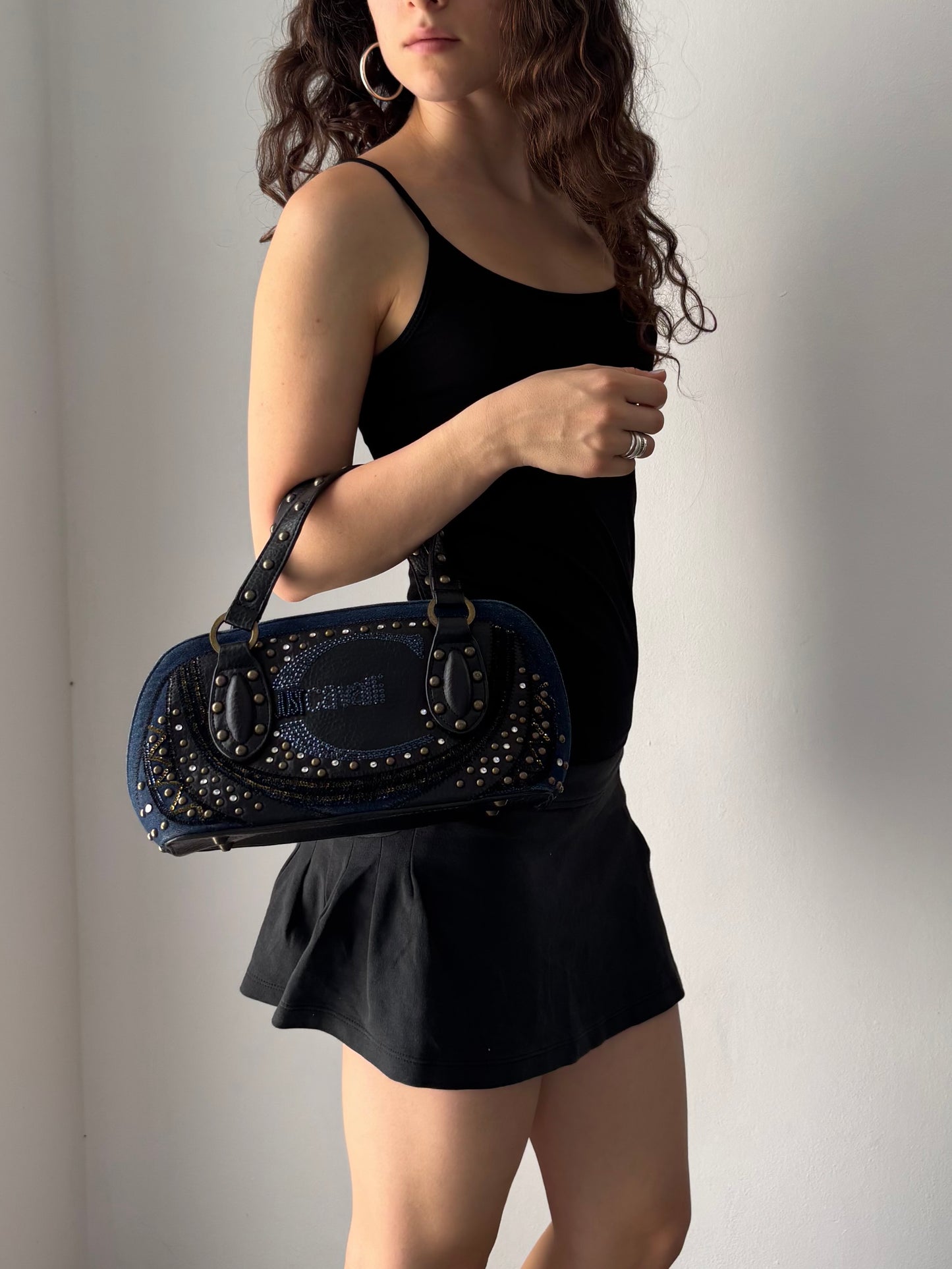 Just Cavalli black & blue studded bag