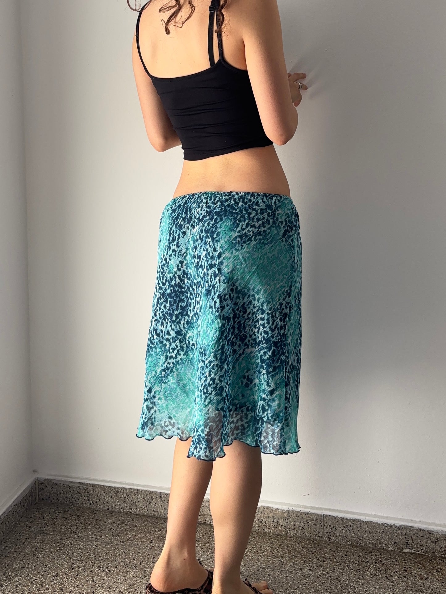 Turquoise cheetah print skirt