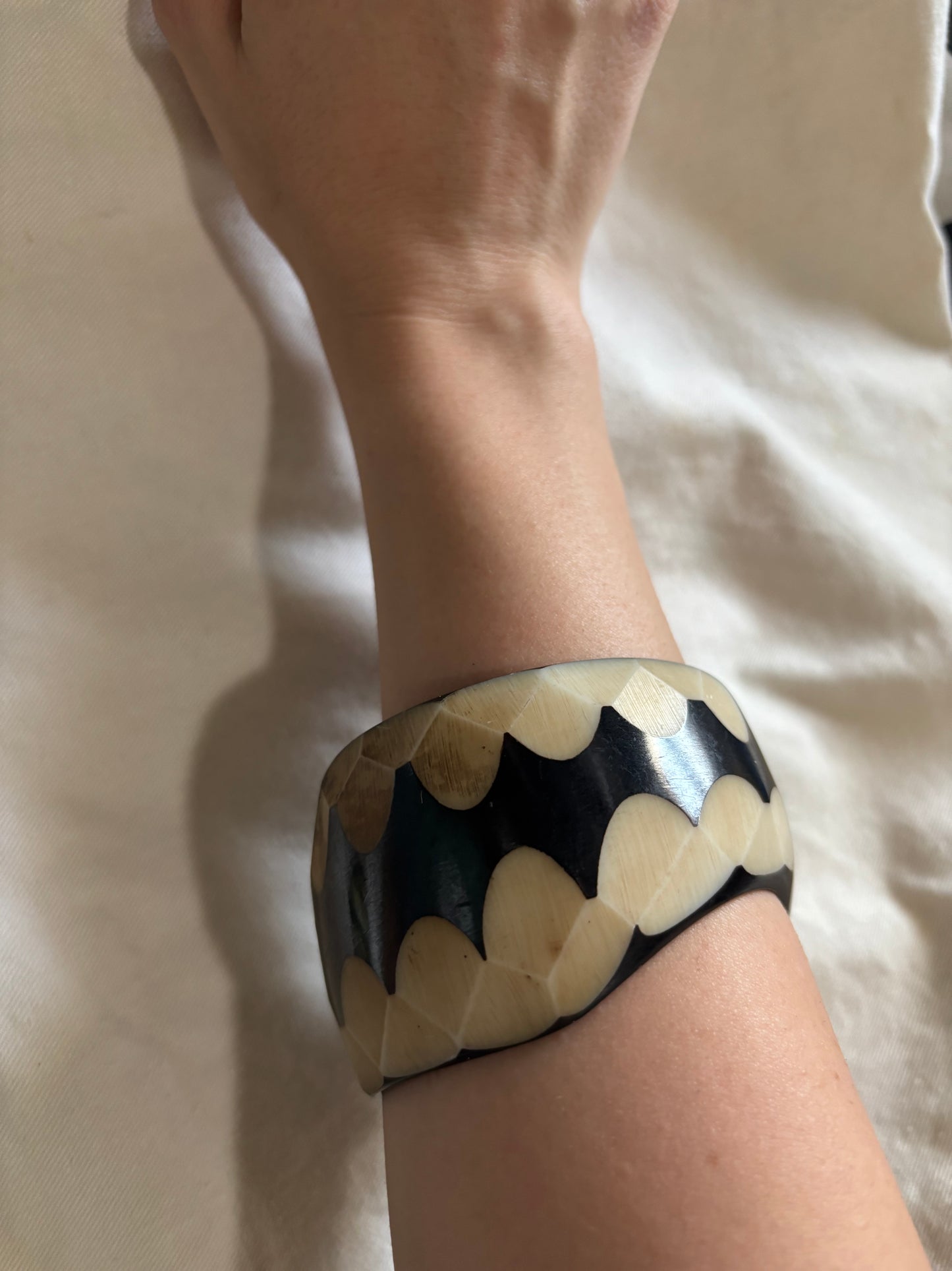 Asymmetrical wooden bangle
