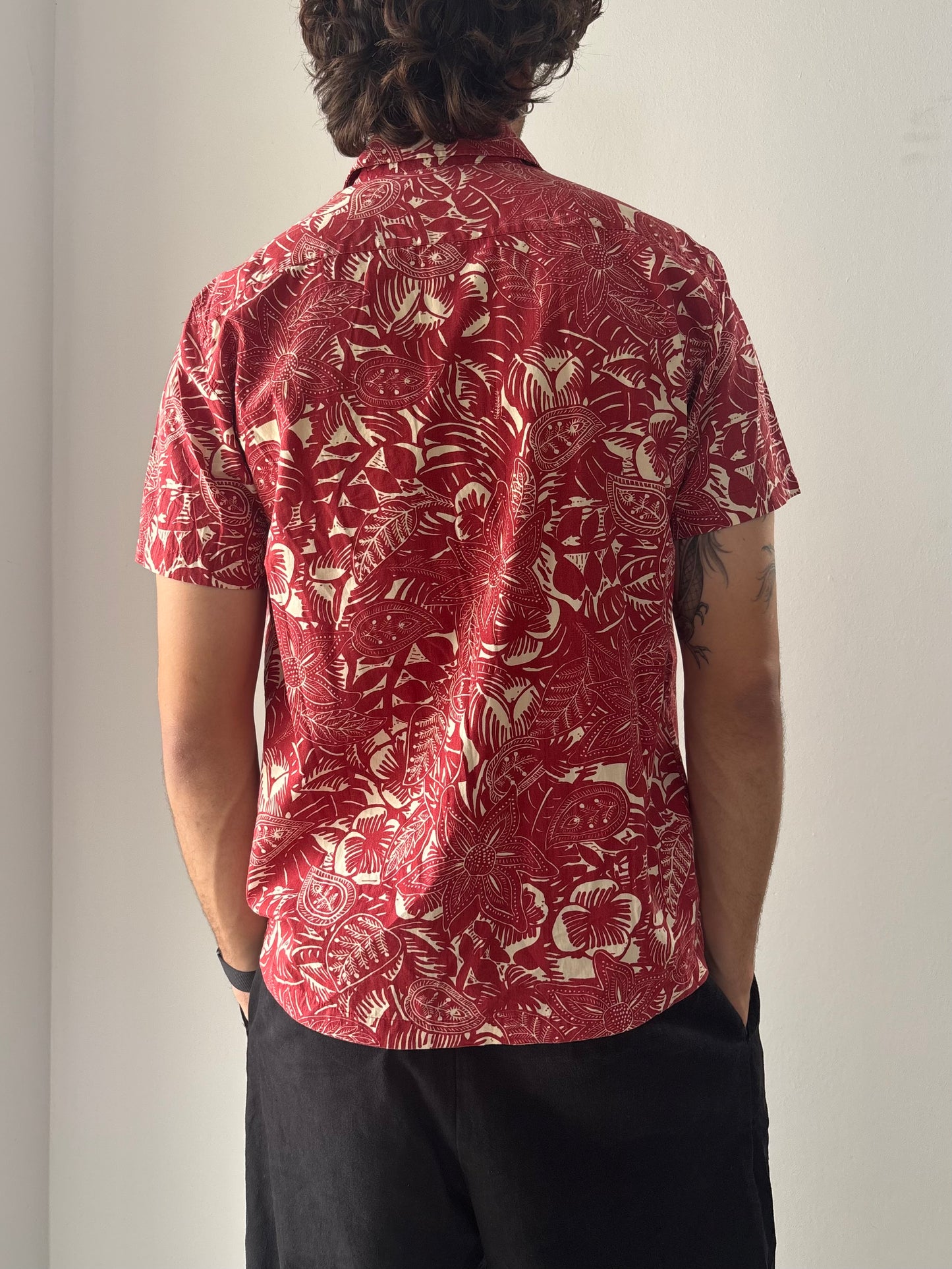 Red floral shirt