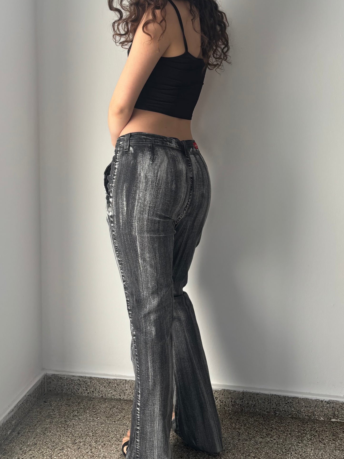 Grey bell bottom jeans