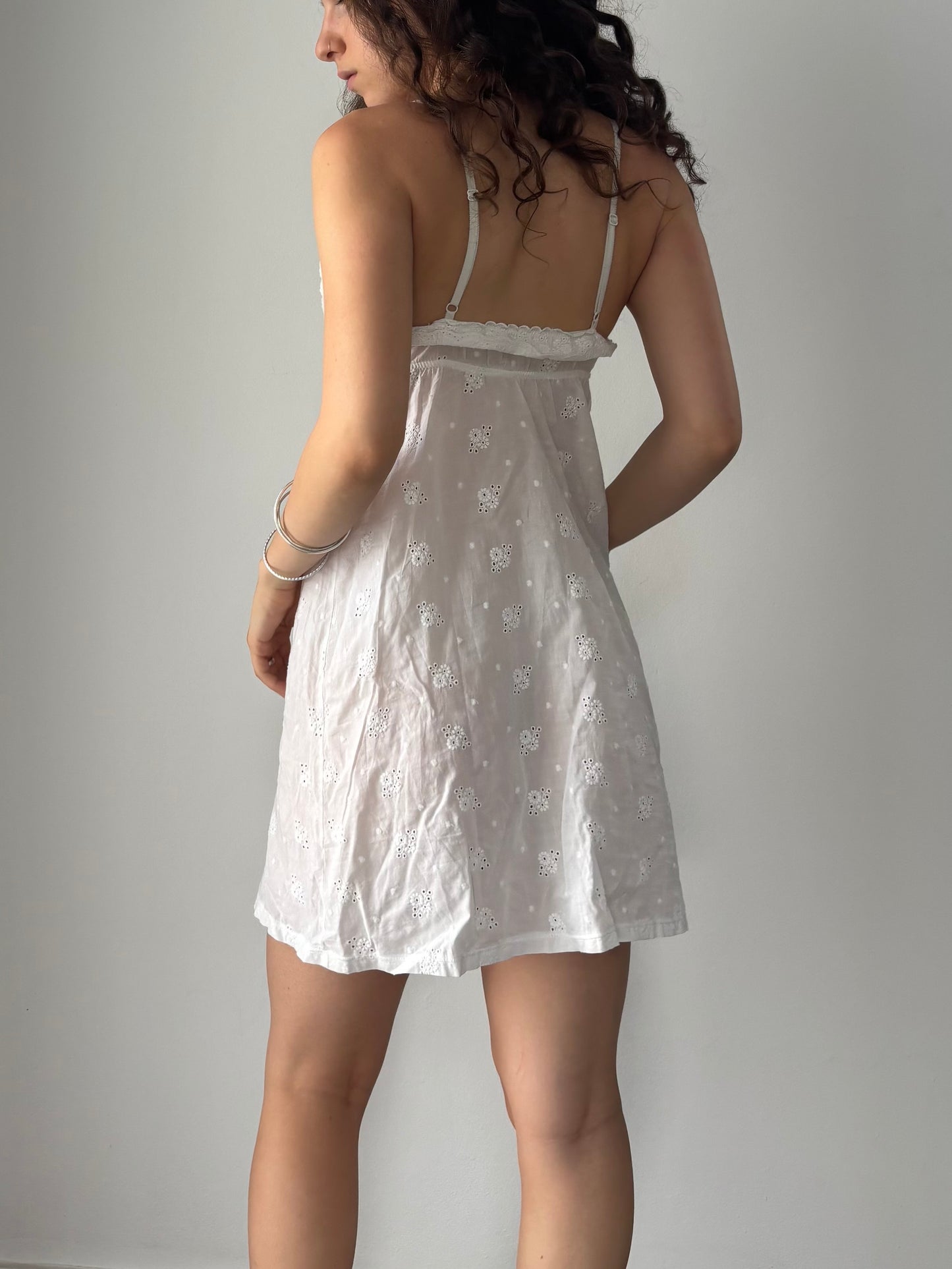 White cotton mini dress
