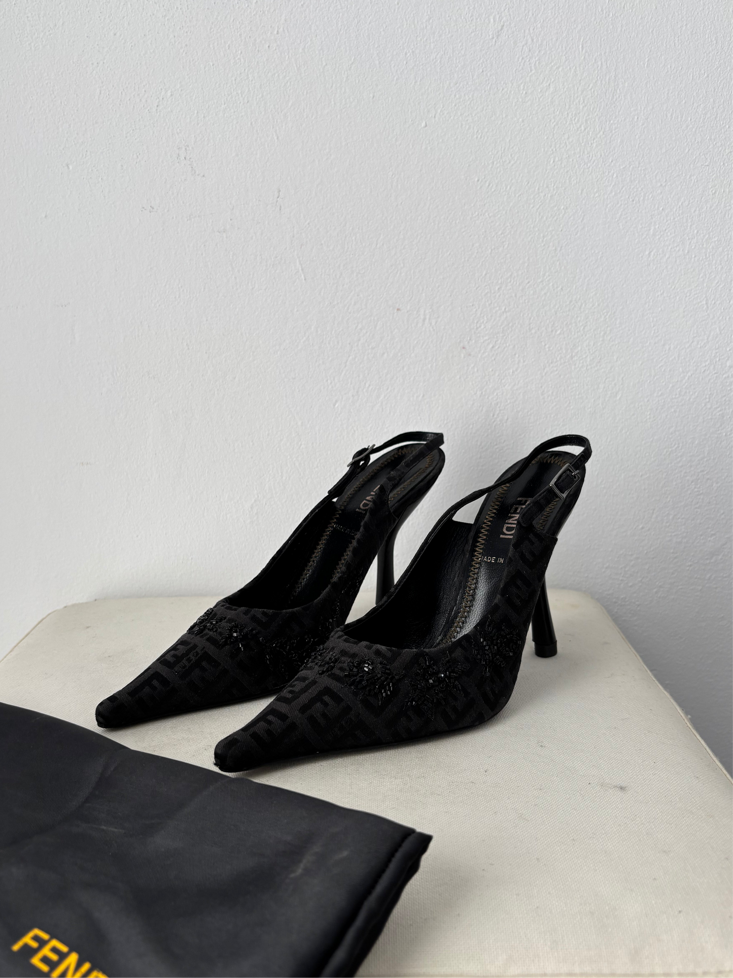 Fendi slingback beaded heels