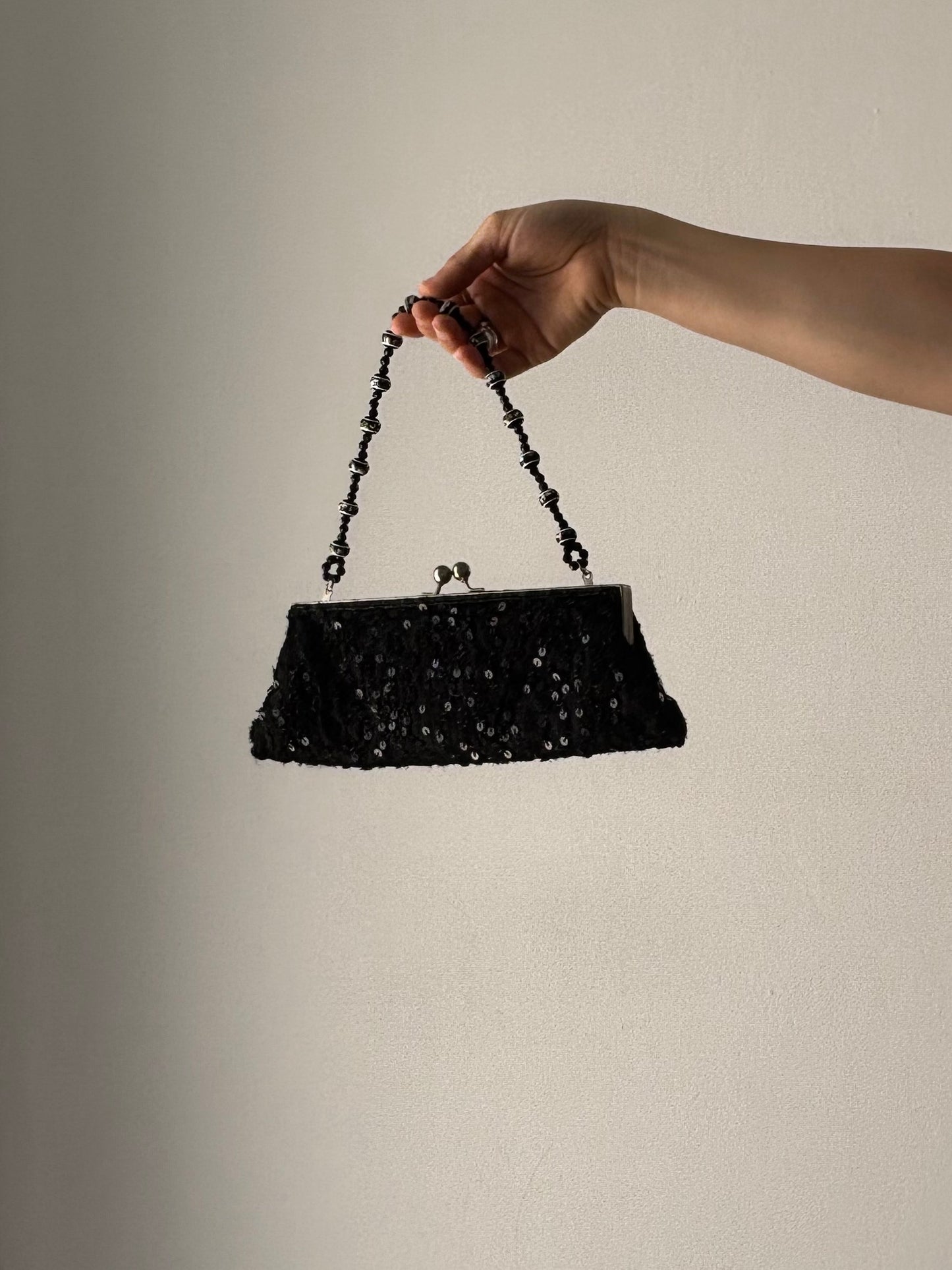 Vintage black beaded purse