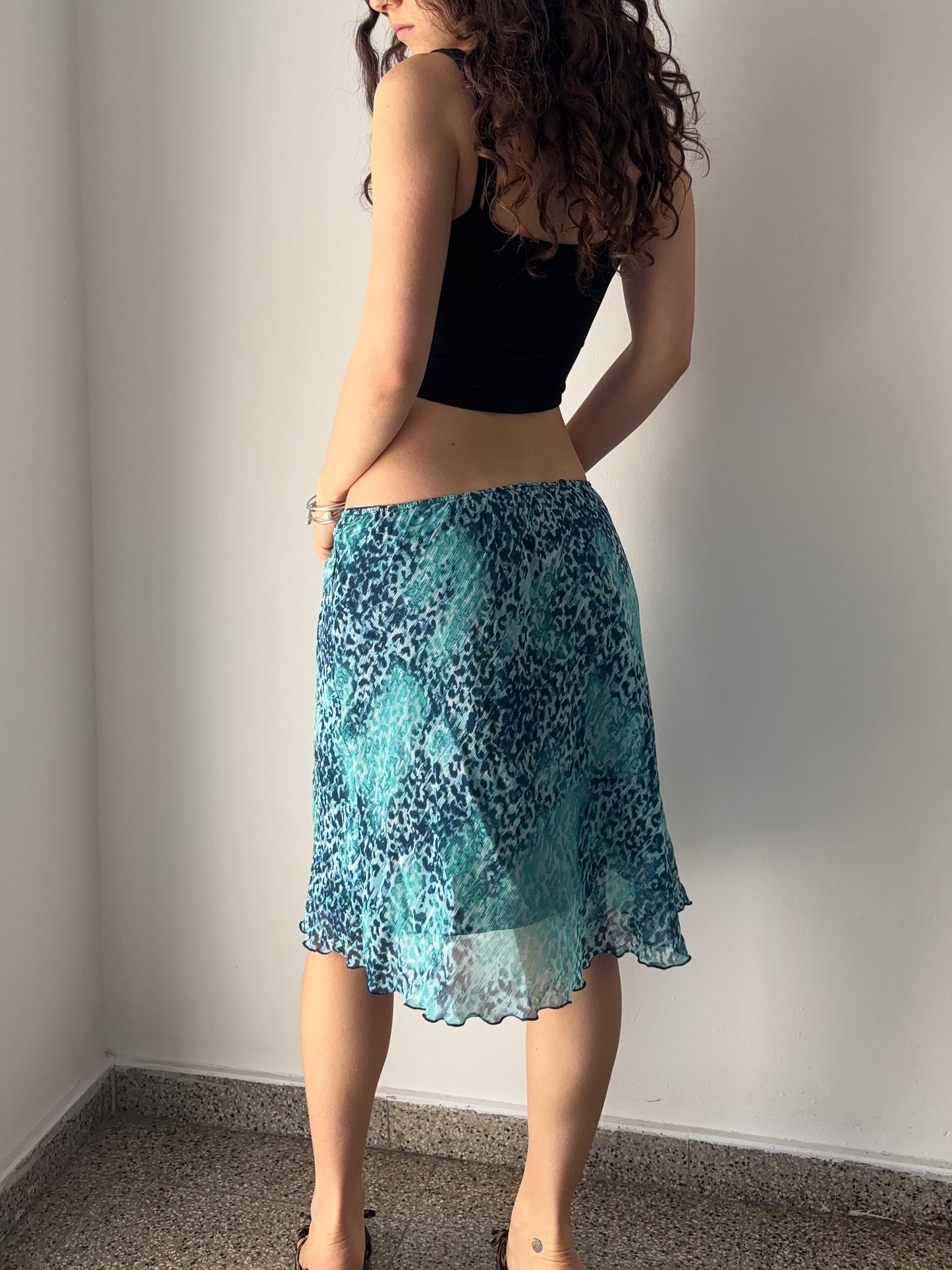 Turquoise cheetah print skirt