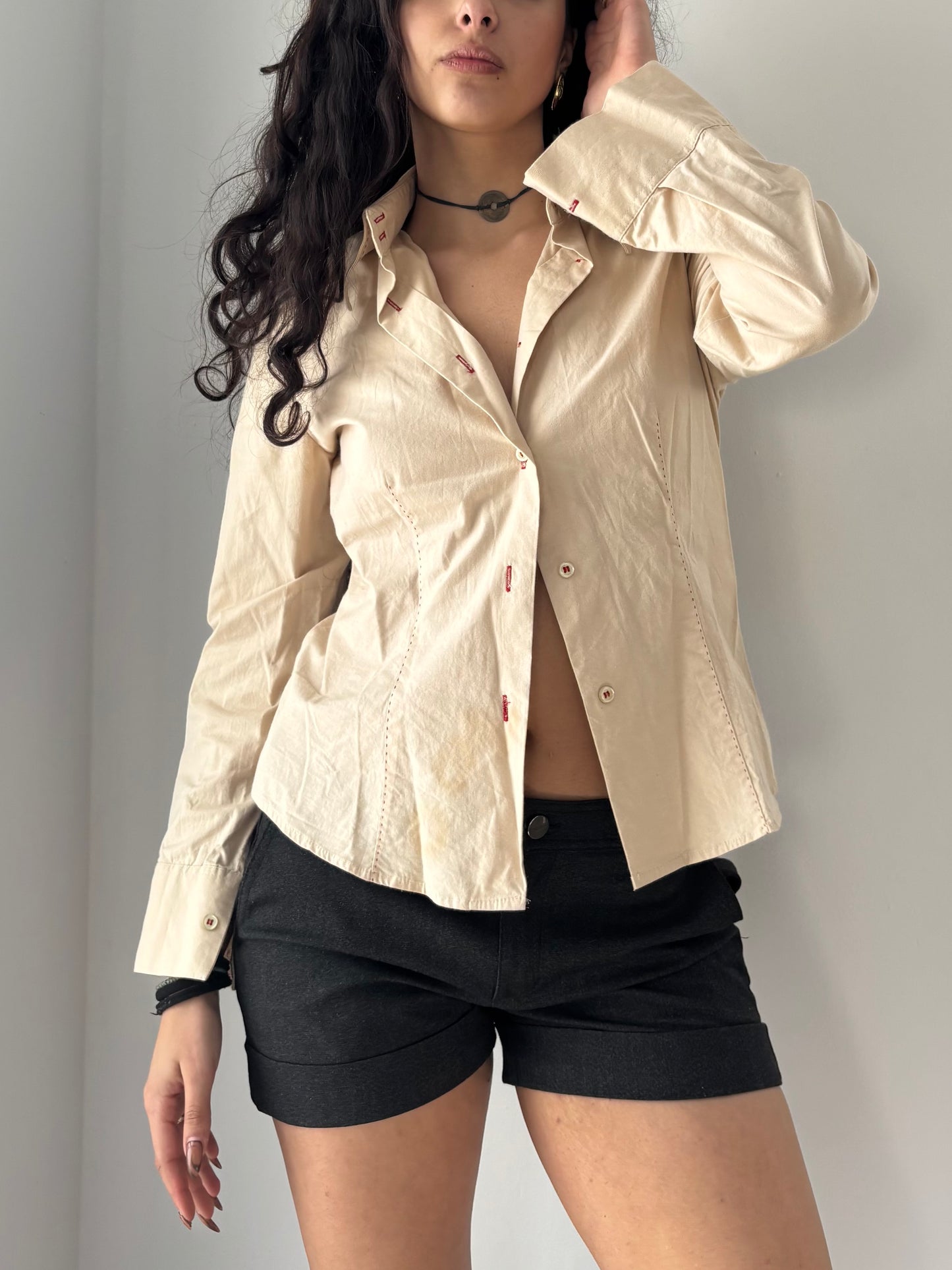 Beige button up shirt