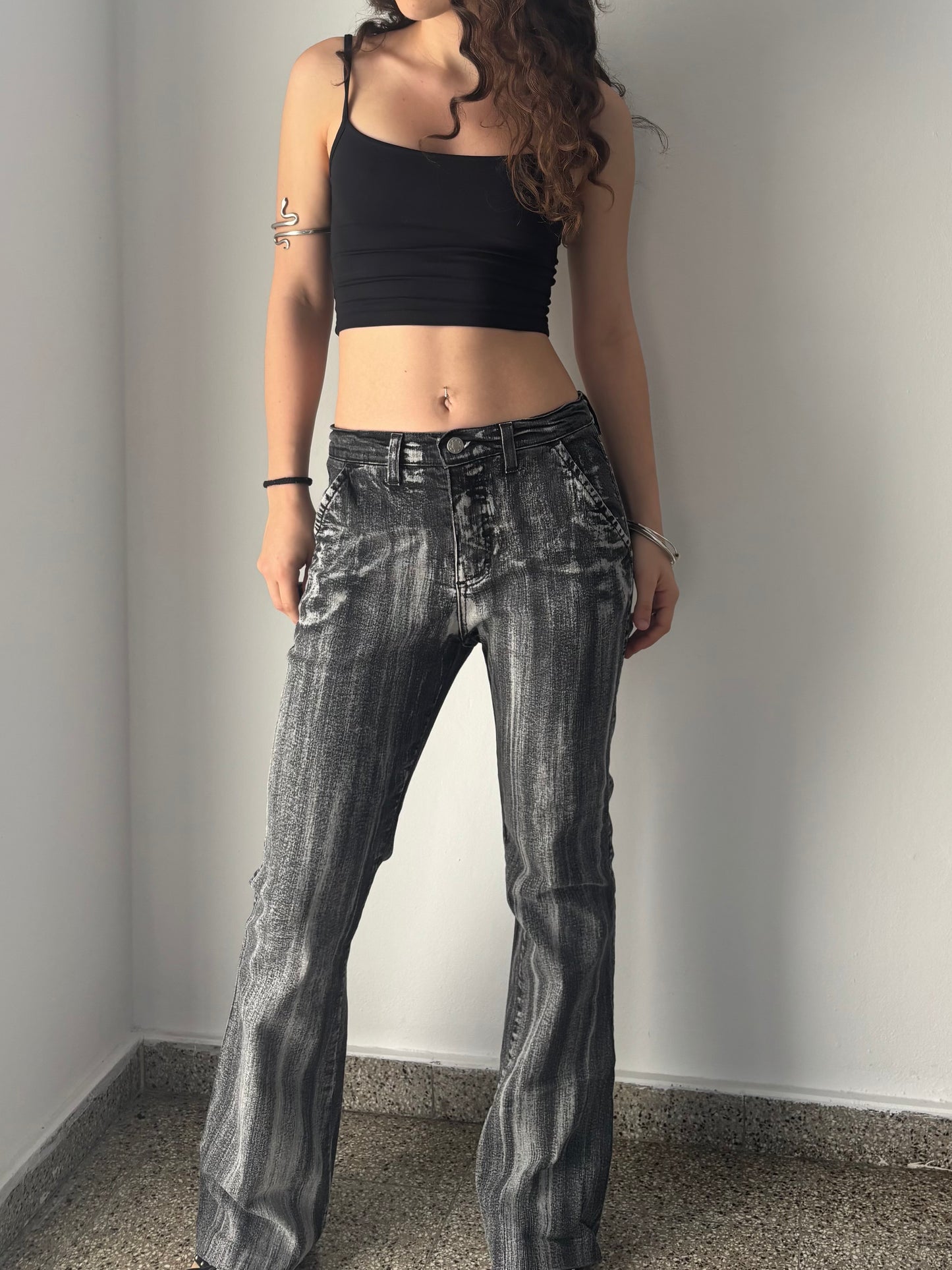 Grey bell bottom jeans