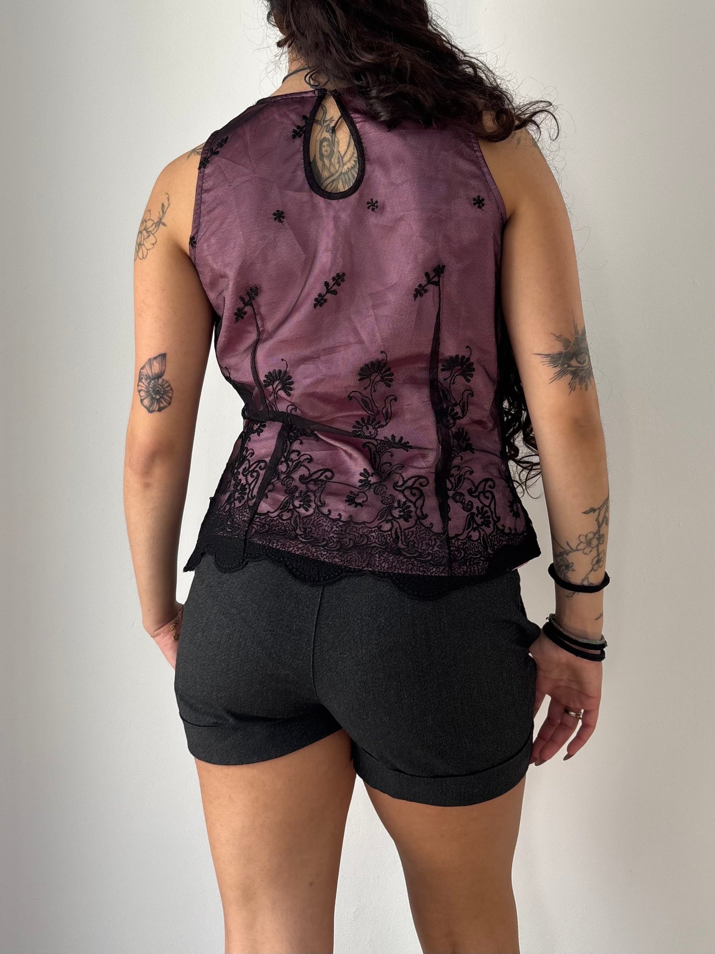 Pink & Black mesh Top