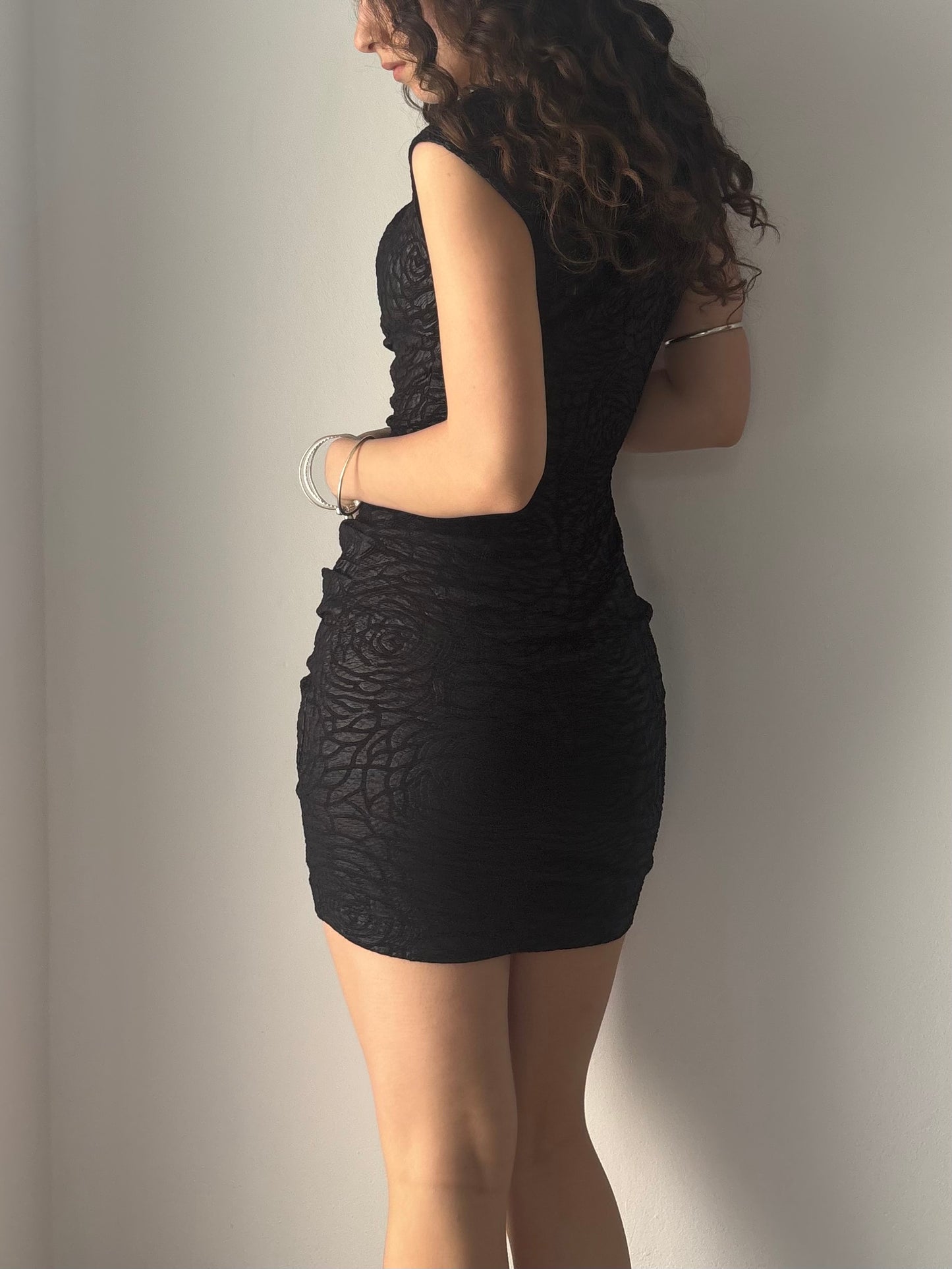 Black dress with rose pattern