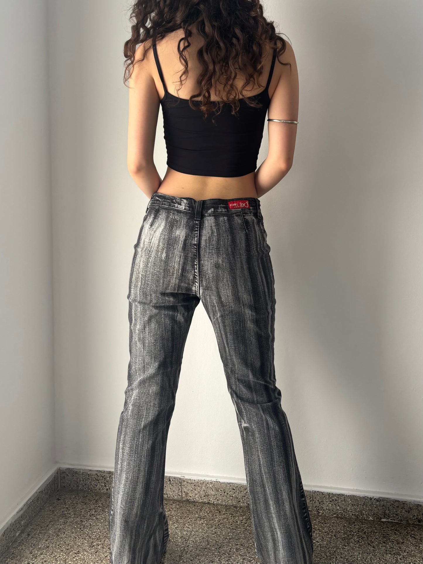 Grey bell bottom jeans