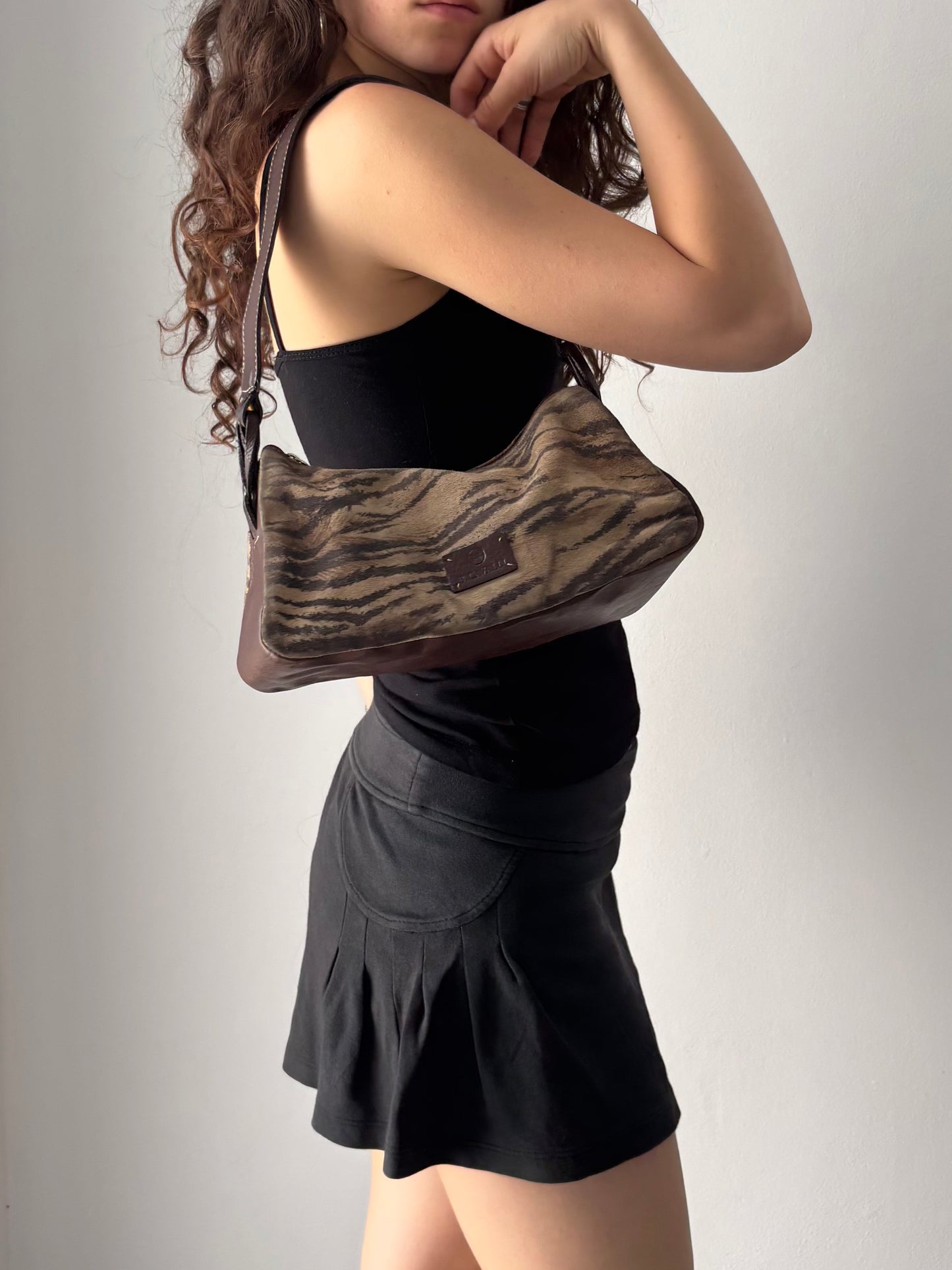 B. Cavalli brown animal print bag