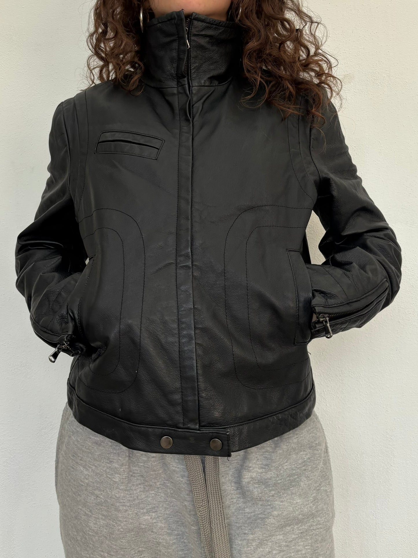 Vintage Italian black leather jacket