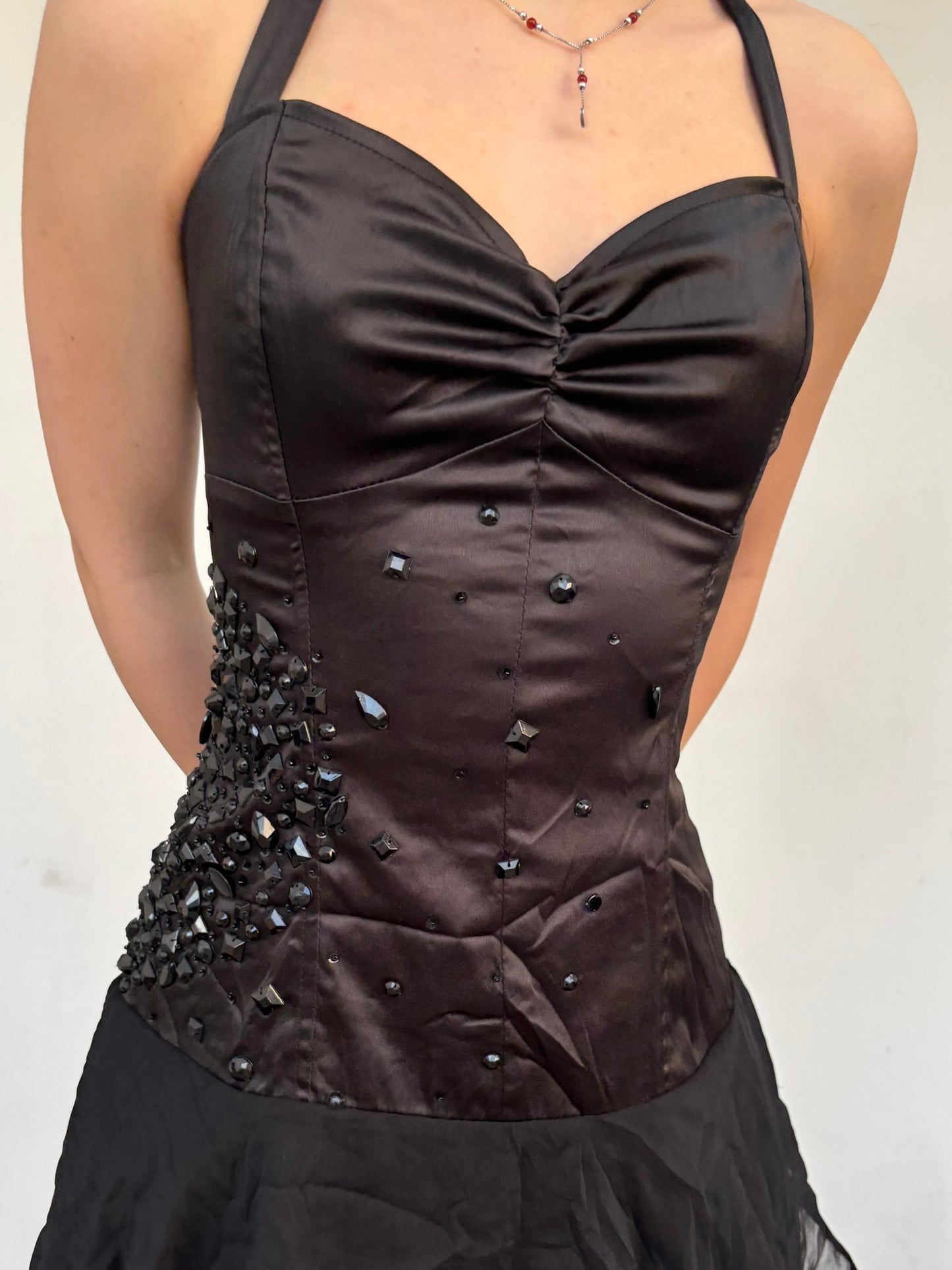 Black vintage party dress with embellishments