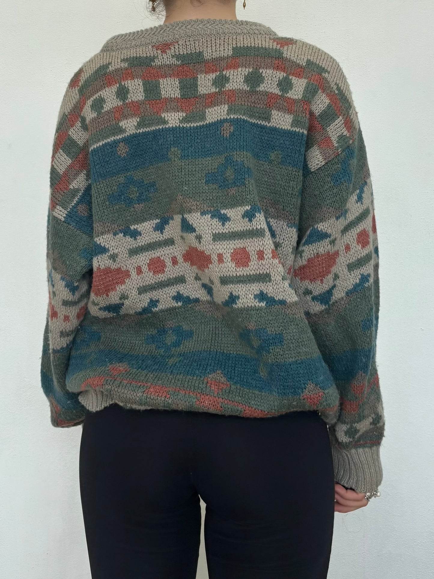 Vintage wool sweater with patterns