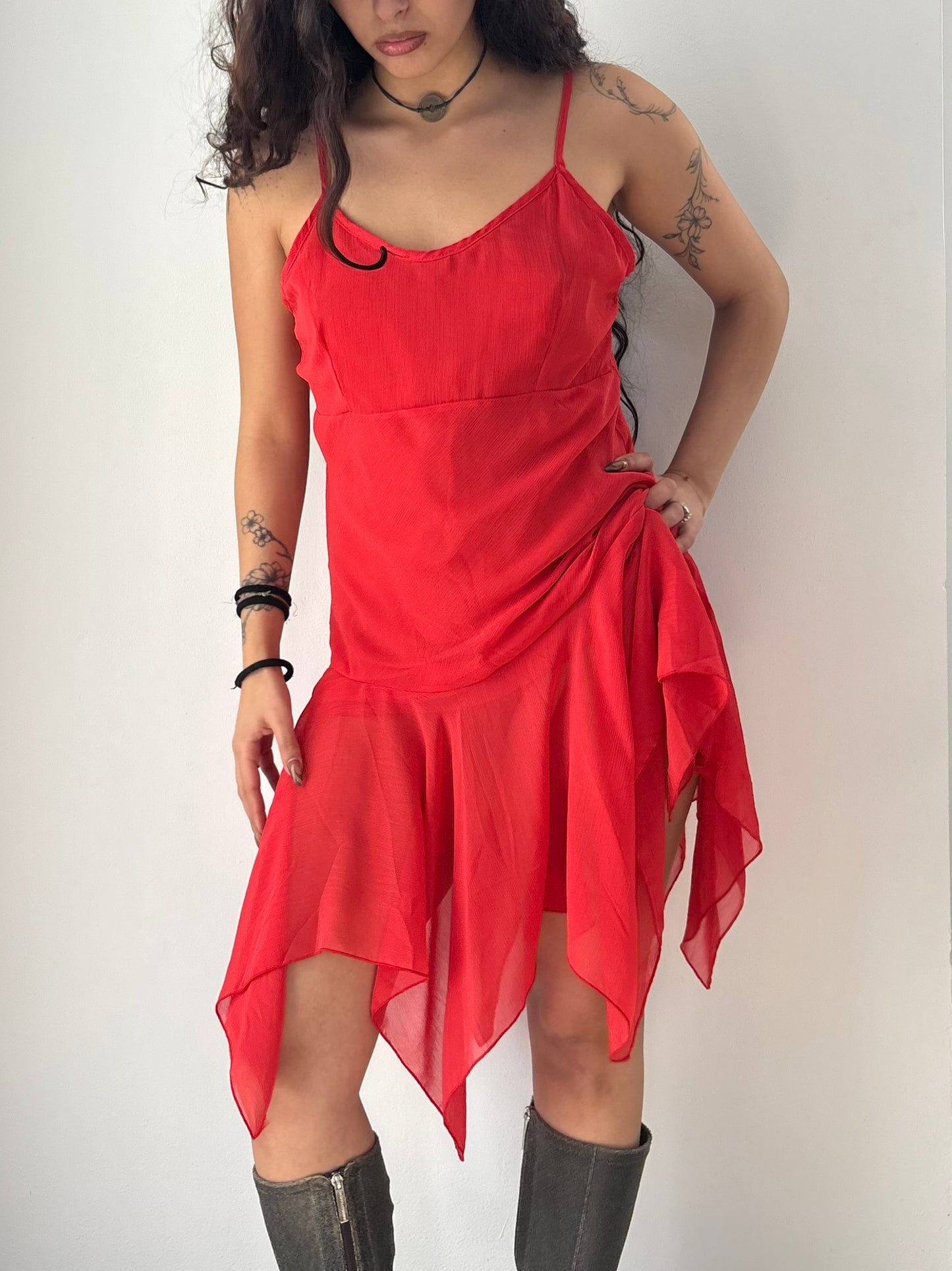 Red flowy fairy dress