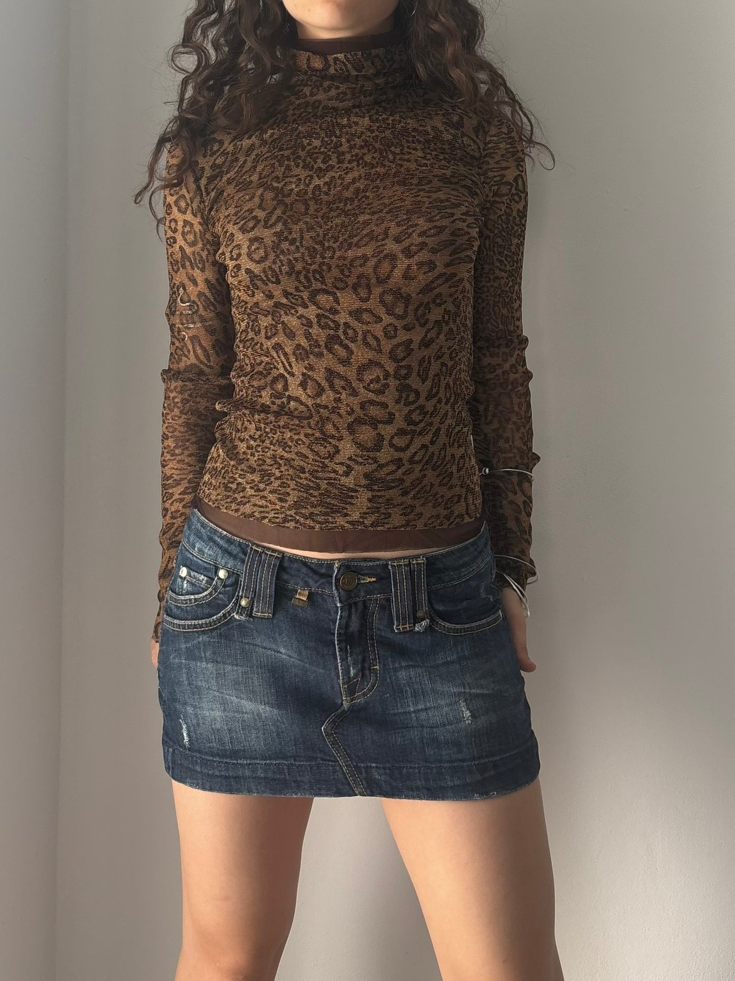 Leopard print mesh top