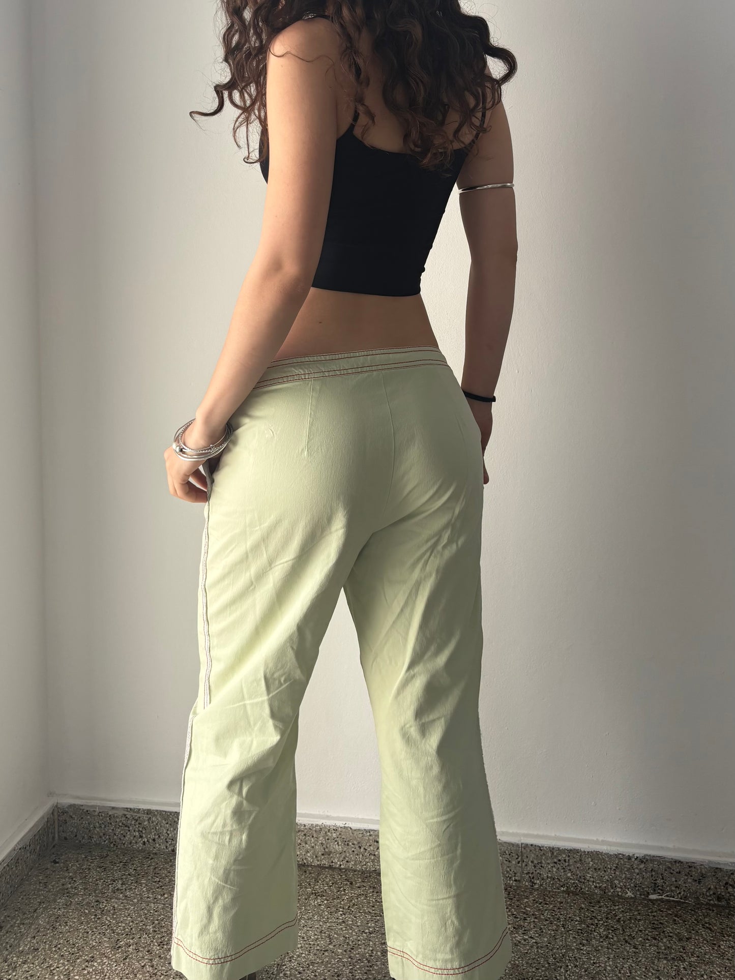 Green capri summer pants