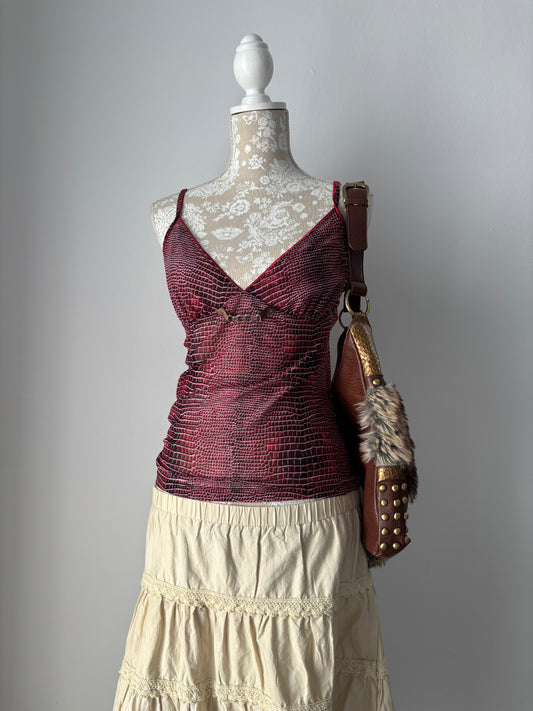 Yamamay see through burgundy cami top